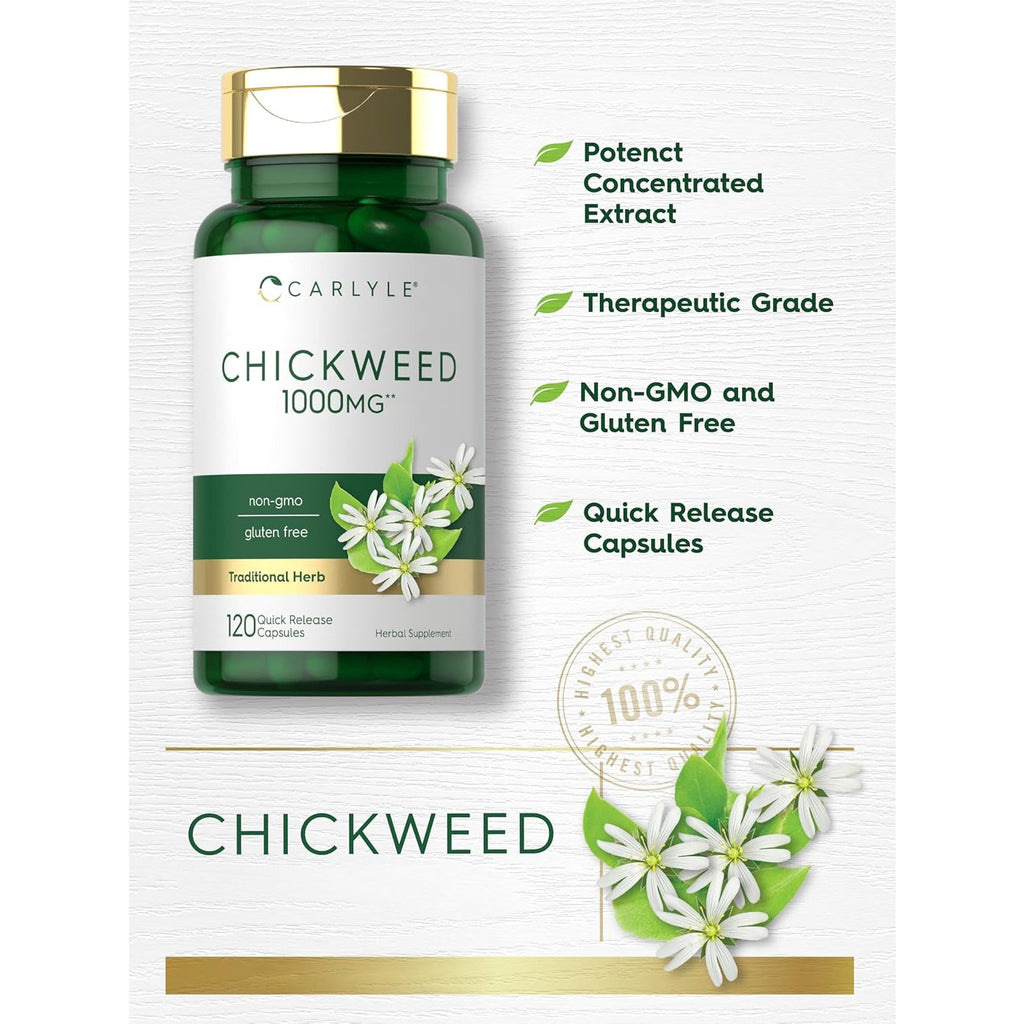 Carlyle Chickweed Supplement | 120 Capsules | Non-Gmo & Gluten Free