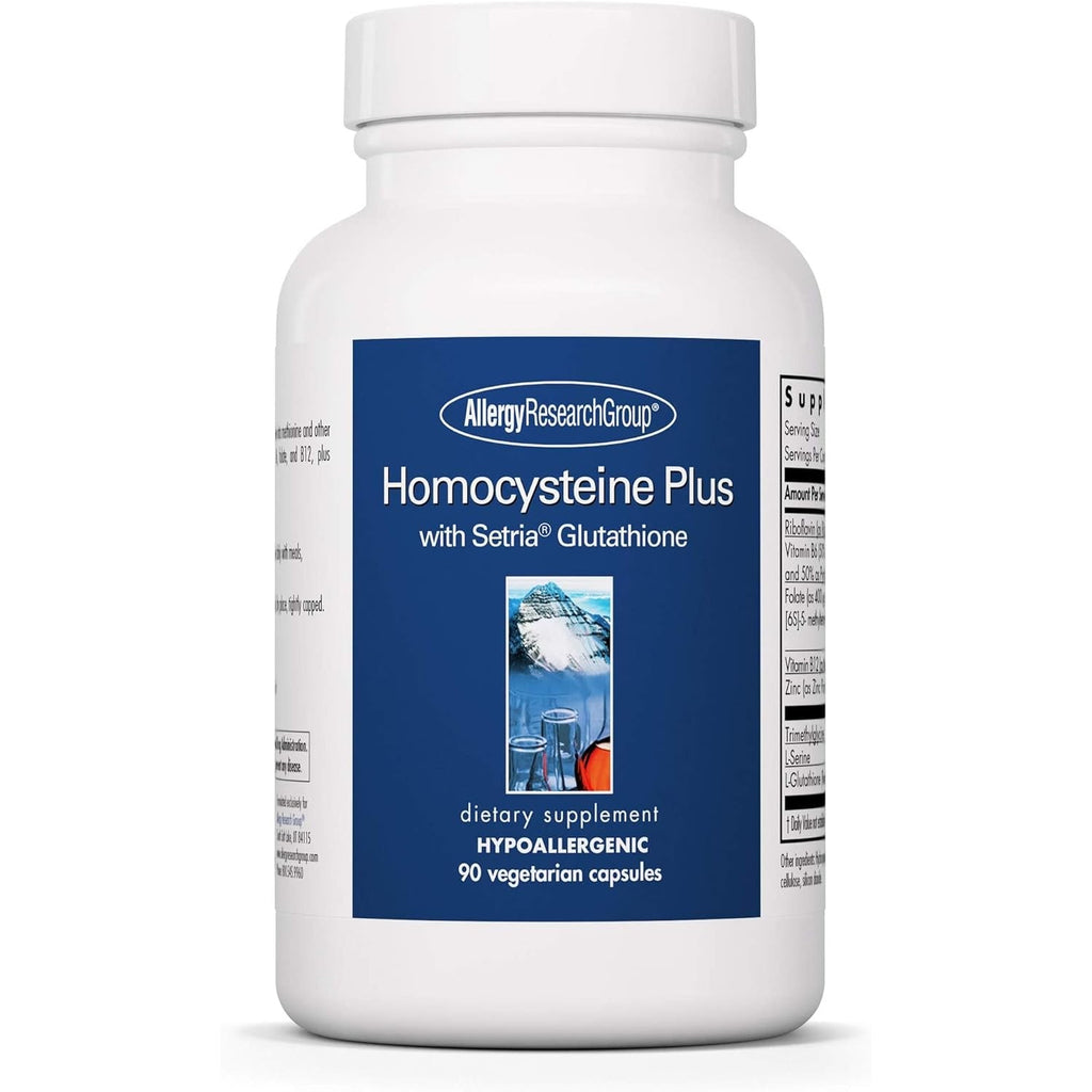 Allergy Research Group Homocysteine plus Supplement - with Setria Glutathione, Vitamin B Complex, Trimethylglycine, Vegetarian Capsules - 90 Count