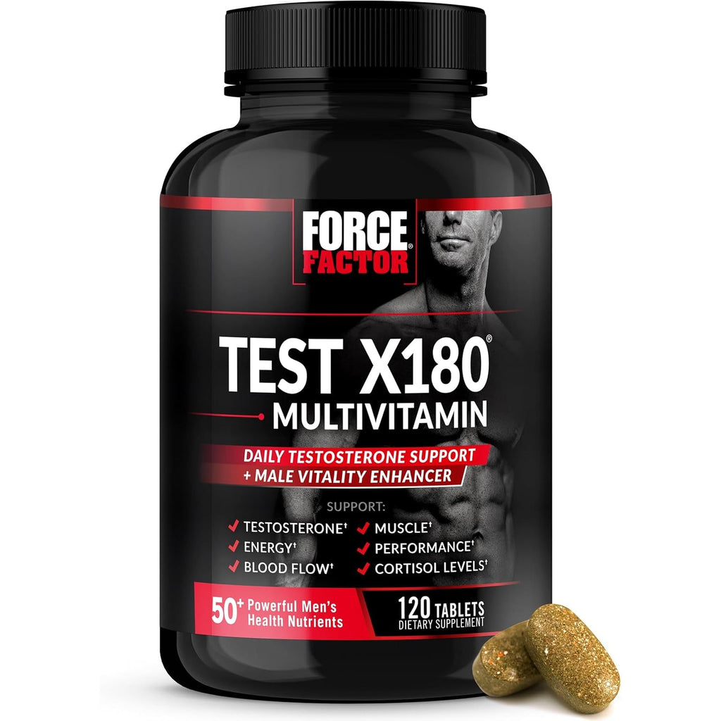 Force Factor Test X180 Multivitamin, Testosterone Support Multivitamin for Men with 50+ Nutritional Ingredients & 13 Essential Vitamins to Help Support Muscle, Strength, Energy & Vitality, 120 Tablets