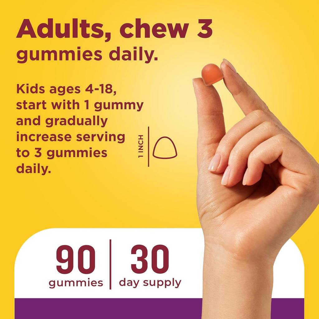 Nature Made Prebiotic Fiber Gummies for Adults and Kids, Fiber Supplement for Digestive System Support, 90 Gummies
