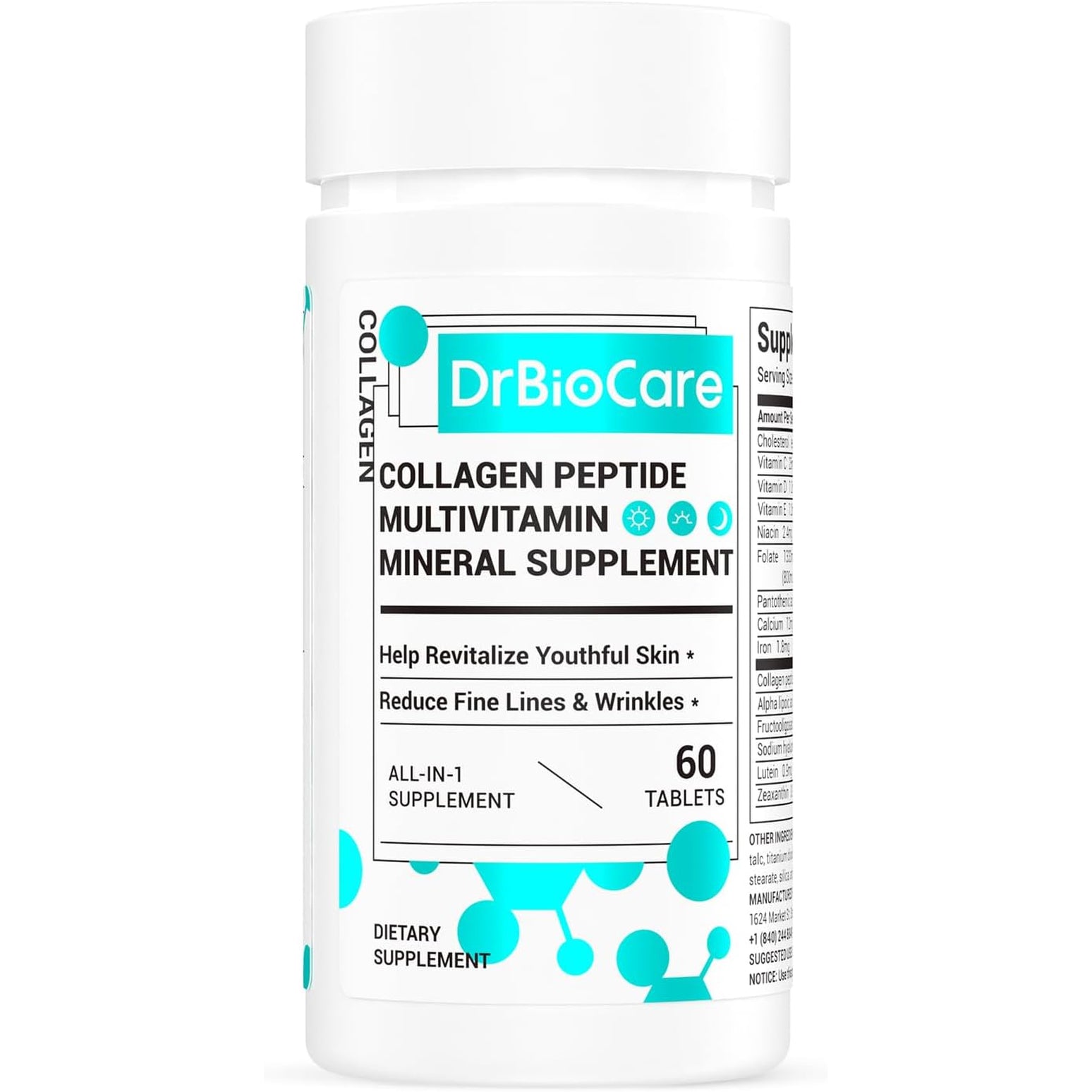 Drbiocare Collagen Peptides for Women, Beauty Vitamin & Mineral Supplement,Contains Vitamin D3, Probiotics for Women & Collagen Peptides,Vitamin B Complex,Vitamin E 60 Tablets
