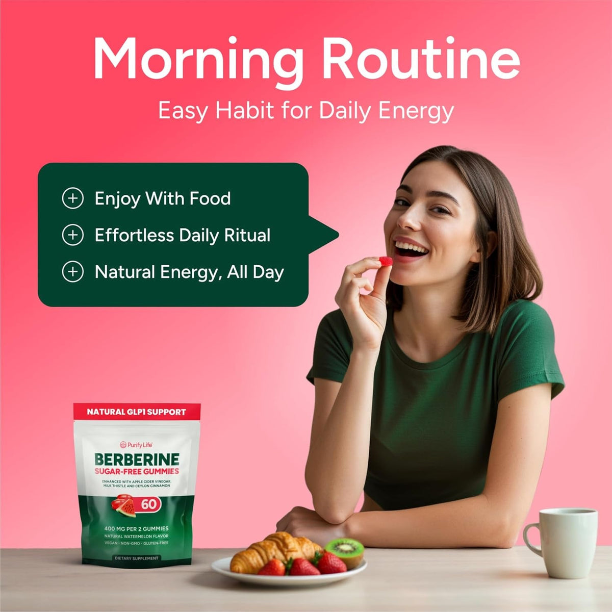 GLP-1 Support Supplement, Sugar-Free Berberine Complex Gummies with Ceylon Cinnamon, Milk Thistle, and ACV [AMPK Metabolic Activator] Berberine Supplement for Weight Loss & Appetite Support
