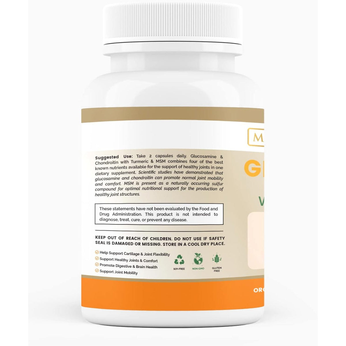 Glucosamine Chondroitin with Turmeric & MSM – Mobility & Flexibility Support – 60 Veggie Capsules