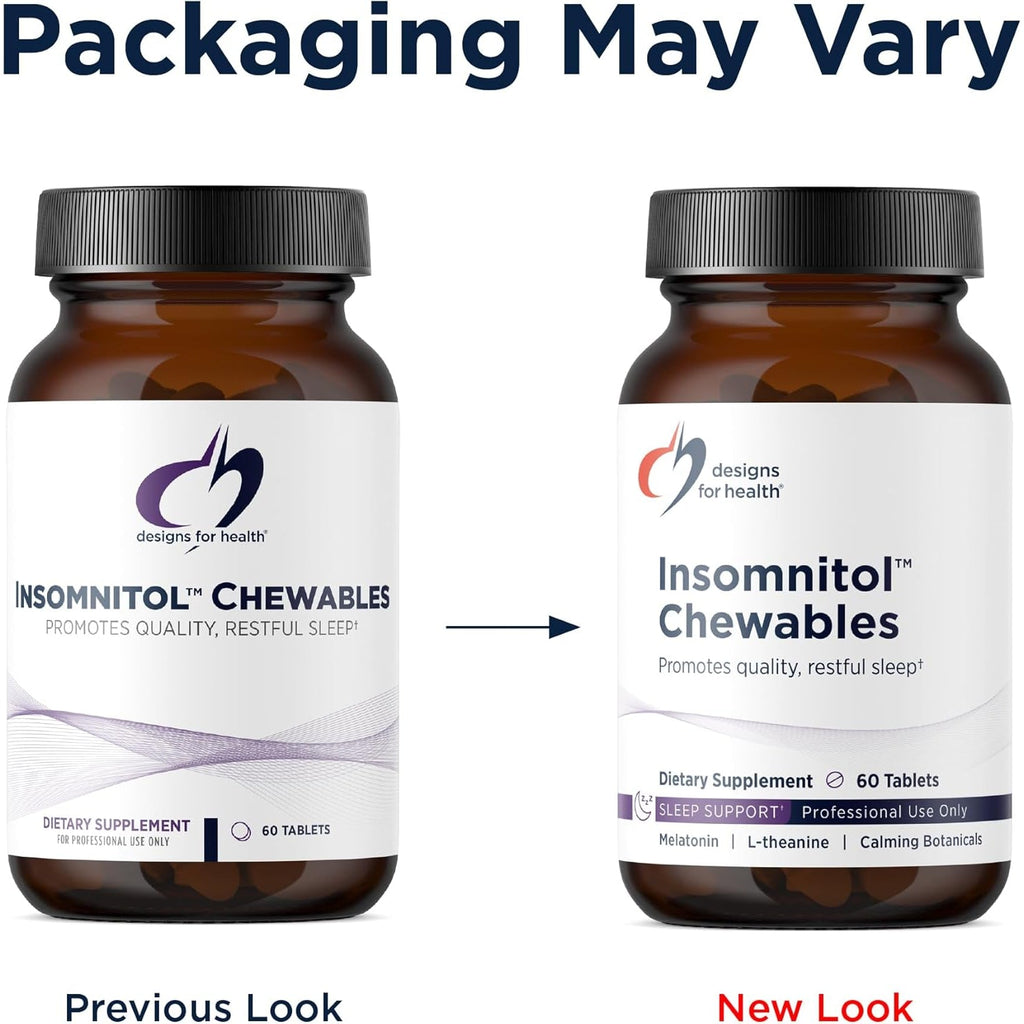 Designs for Health Insomnitol Chewables - Chewable Melatonin - 200Mg L-Theanine, 5-HTP, Vitamin B6 + Inositol - Delicious Lemon Flavored Supplement - Vegan (60 Tablets)