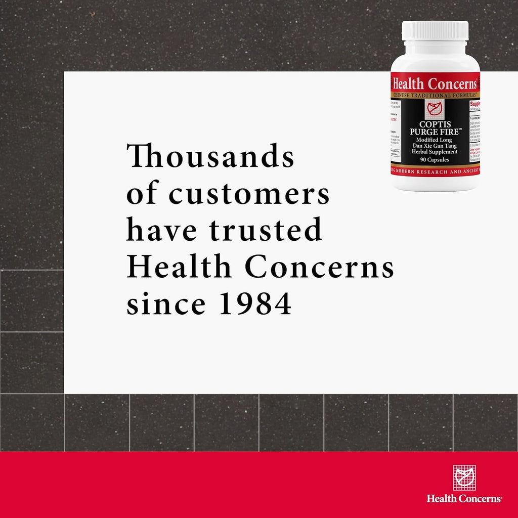 Health Concerns Coptis Purge Fire Formula – Skin, Throat, Sinus & Immune Support Supplement – Herbal Cleanse with Isatis, Skullcap, Licorice – Traditional Chinese Medicine – 90 Capsules