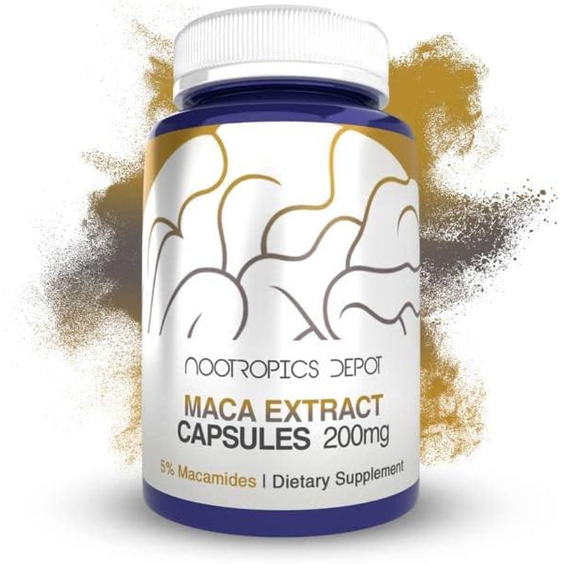 Nootropics Depot Maca Root Extract Capsules | 5% Macamides | Maca Supplement | Lepidium Meyenii | Energy, Mood & Vitality Support | Maca Root Capsules for Women and Men | 60Ct