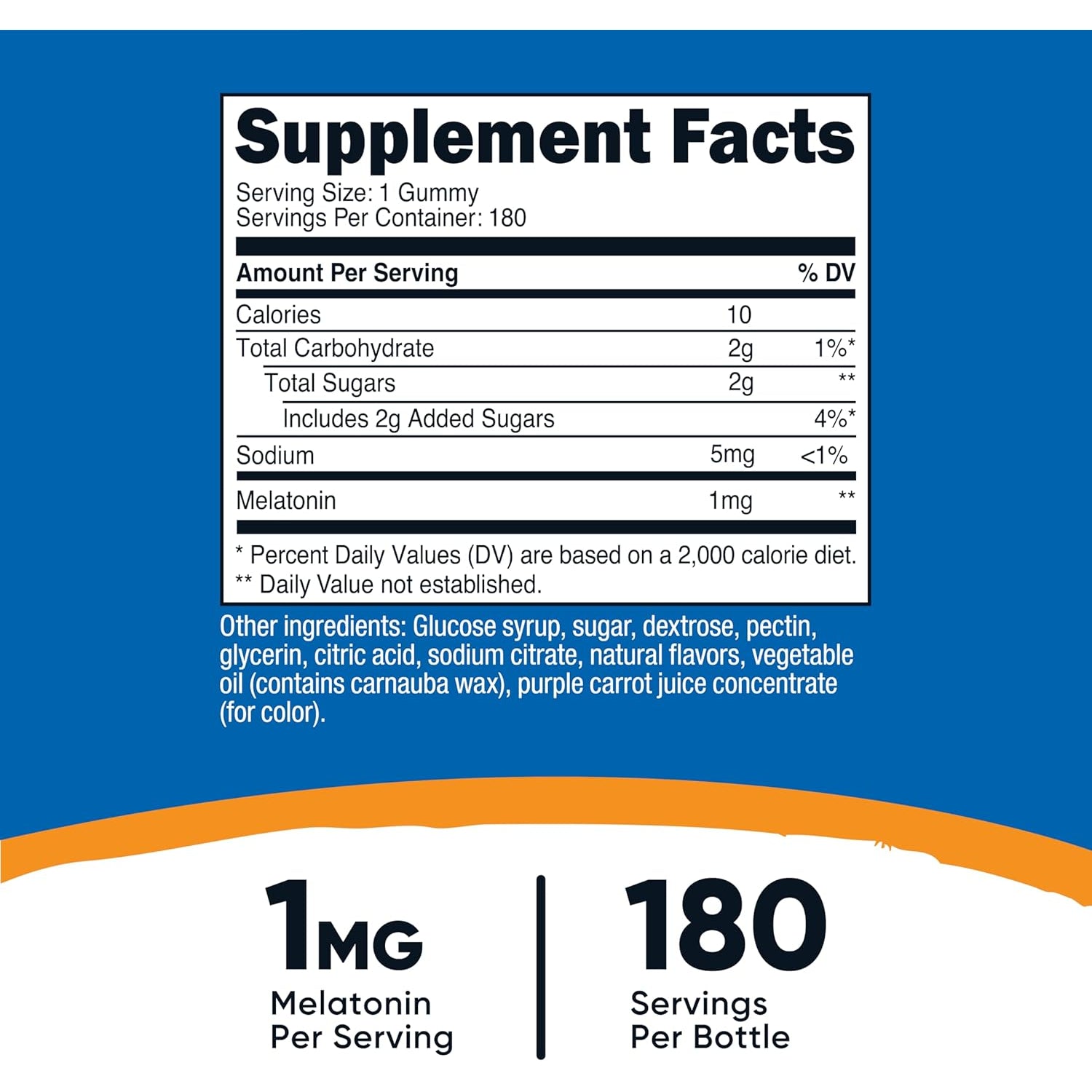 Nutricost Melatonin 1Mg, 180 Gummies, Strawberry Flavored - Gluten Free, Non-Gmo, No Corn Syrup