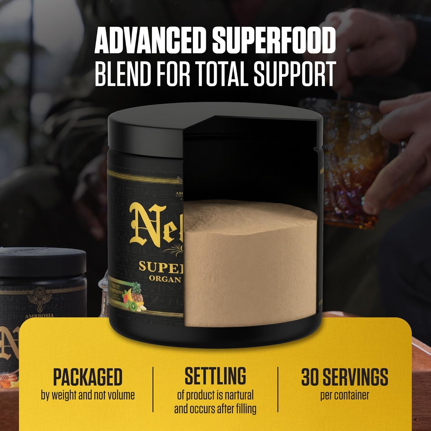 Ambrosia Superfood Organ & Cycle Support Powder | Liver & Kidney Support with Milk Thistle, Red Yeast Rice & Coq10 | 13 Superfood Ingredients | 30 Servings | Fruit Symphony