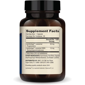 Dr. Mercola Liposomal Pregnenolone plus DHEA, 30 Servings (30 Capsules), 50 Mg Pregnenolone per Serving, 10 Mg DHEA per Serving, Dietary Supplement, Non-Gmo