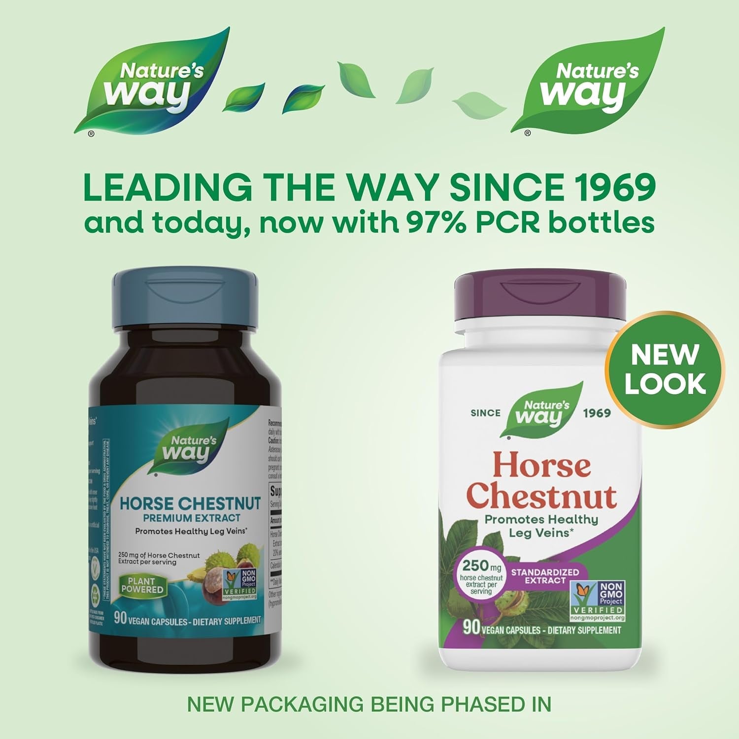 Nature'S Way Horse Chestnut Extract, Premium Extract, Promotes Healthy Leg Veins*, 250 Mg per Serving, Vegan, 90 Capsules (Packaging May Vary)