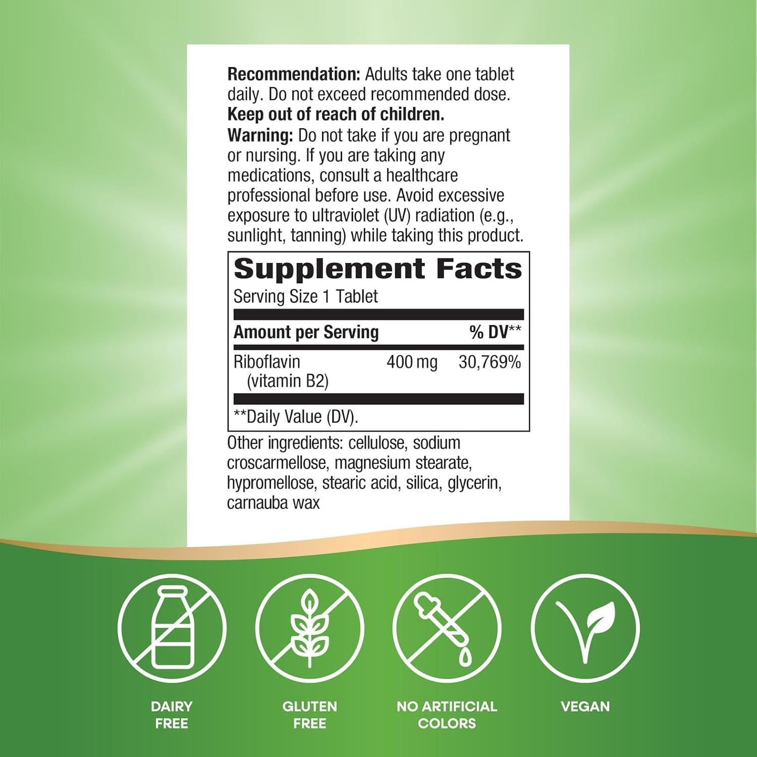 Enzymatic Therapy Riboflavin Vitamin B2, 400 Mg per Serving