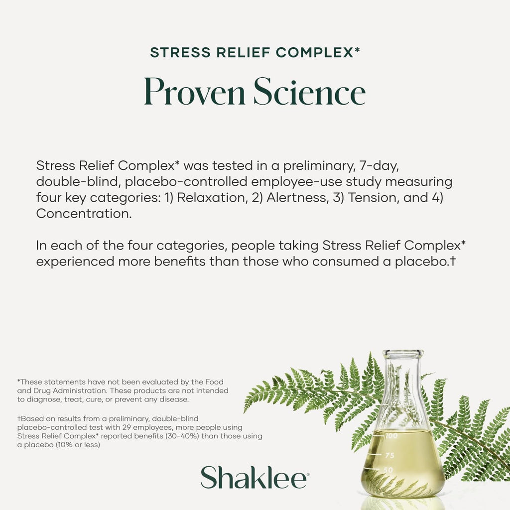 Shaklee - Stress Relief Complex - Calming Blend of L-Theanine, Ashwagandha, Beta-Sitosterol, and L-Tyrosine - Promotes Relaxation without Drowsiness - 1 Caplet Daily - Adults Supplement - 30 Caplets