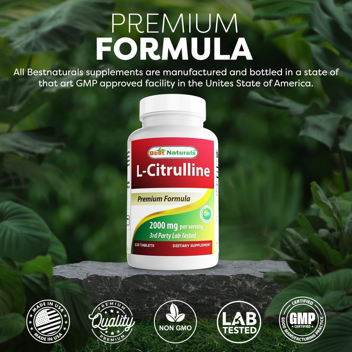 Best Naturals L-Citrulline 2000Mg/Serving - Non-Gmo - Gluten Free - 120 Tablets (120 Count (Pack of 1))