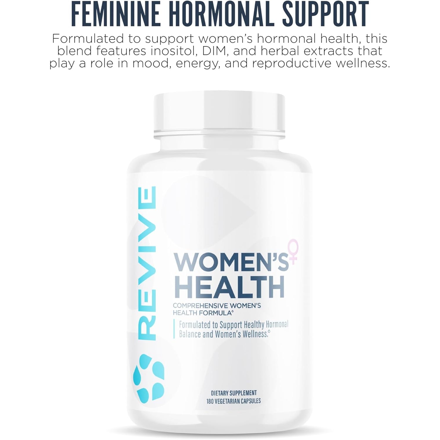 Revive MD Hormone Balance for Women – Hormone Support Supplement W/Myo-Inositol, Chaste Berry, DIM, Vitamins C & E, Evening Primrose Oil – Health & Hormonal Balance (180 Capsules, 30 Servings)