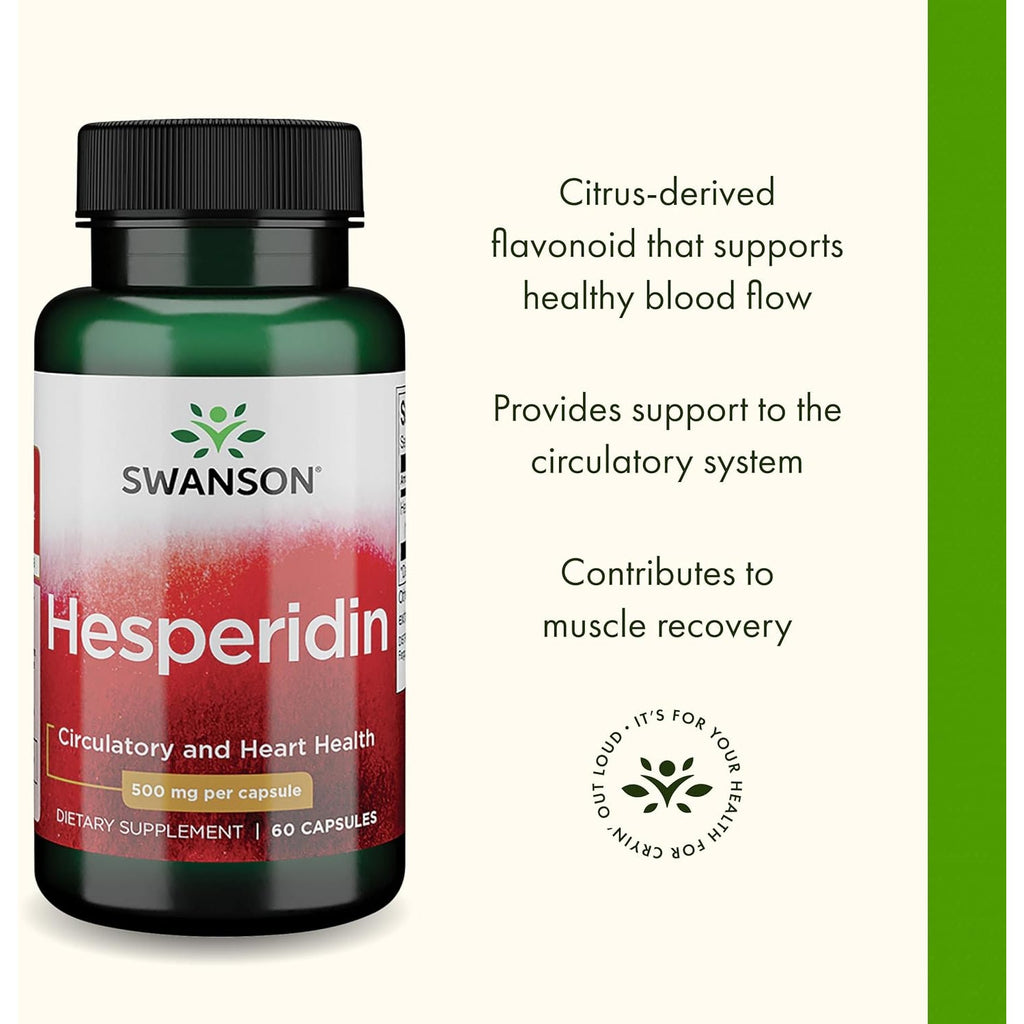 Swanson Hesperidin - Citrus-Derived - Cardiovascular & Hearth Health Support- Contributes to Muscle Recovery* - Features Antioxidant Properties - Gluten Free & Non-Gmo - 60 Capsules