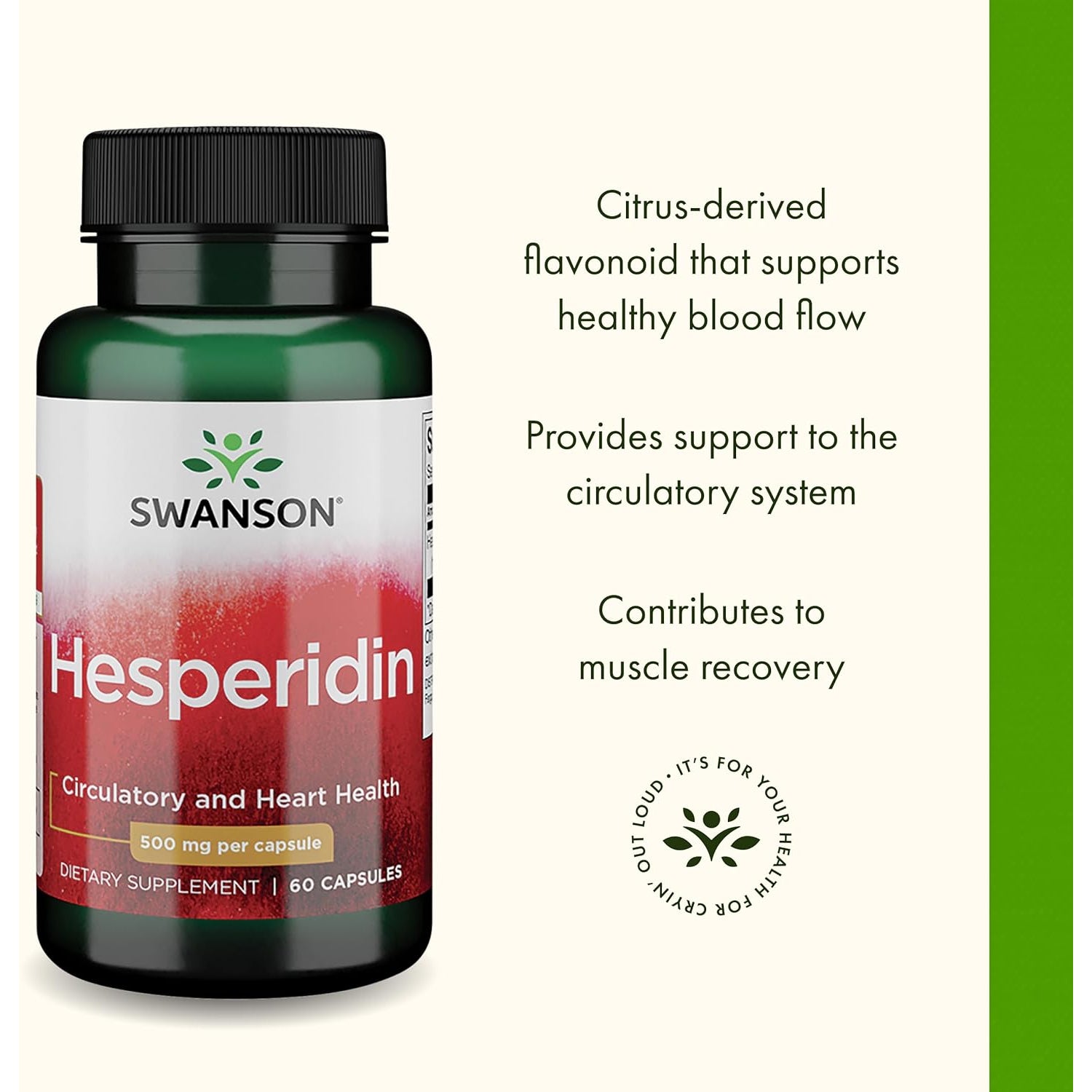 Swanson Hesperidin - Citrus-Derived - Cardiovascular & Hearth Health Support- Contributes to Muscle Recovery* - Features Antioxidant Properties - Gluten Free & Non-Gmo - 60 Capsules