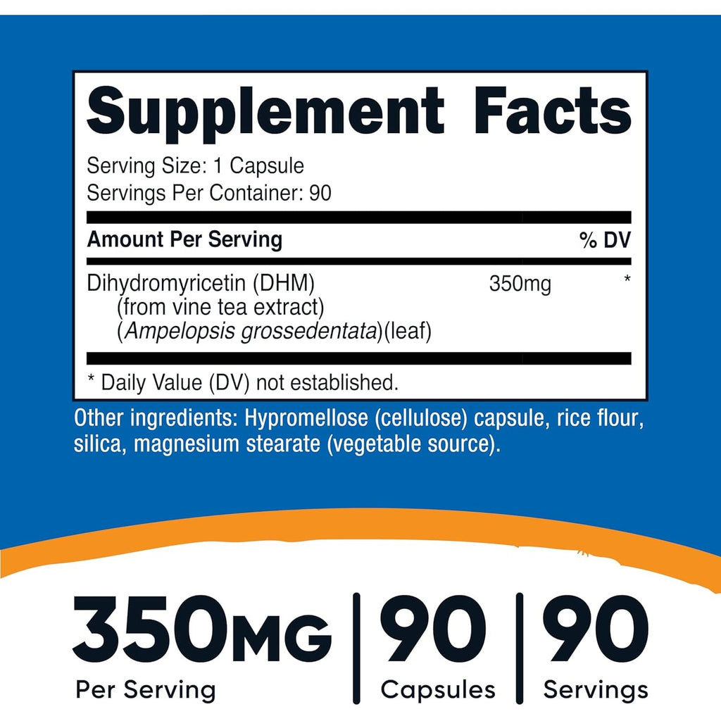 Nutricost Dihydromyricetin (DHM) Capsules (350Mg, 90 Capsules) - Vegan, Non-Gmo, 90 Servings