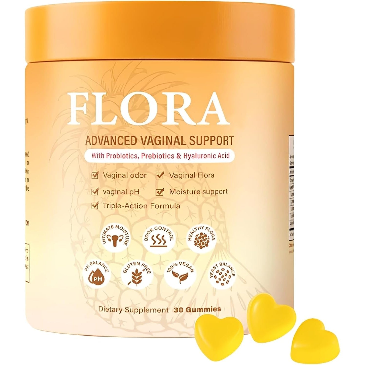 Flora plus Gummies, Advanced Vaginal Support, Vaginal Health Gummies, Ph Balance for Women, Probiotic Vaginigal Health - Promote Healthy Vaginal Odor & Flora, 60 Count