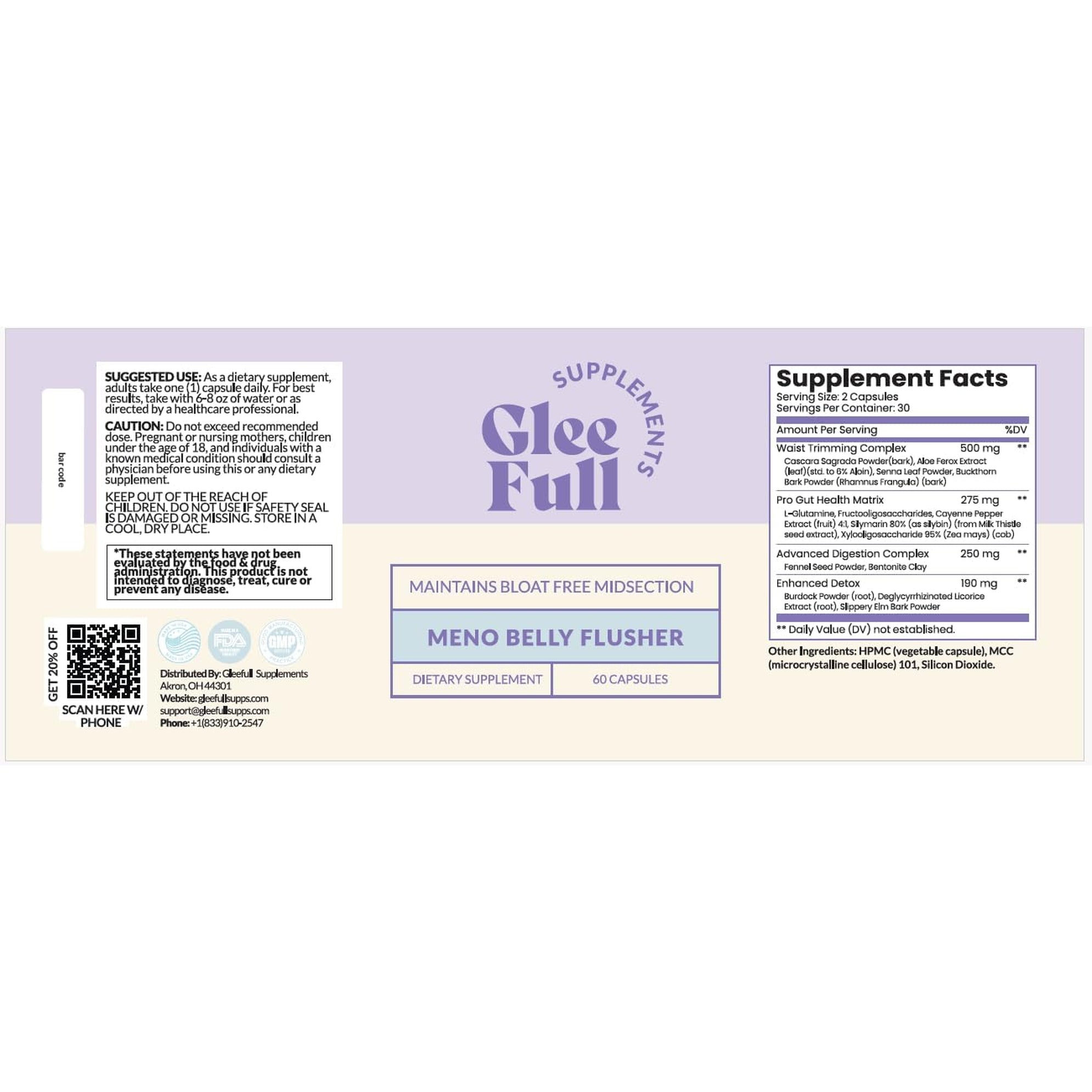Gleefull Meno Belly Flusher - Menopause Supplements for Women - Hormone Balance for Weight Loss - Supports Digestion to Maintain Healthy Metabolism