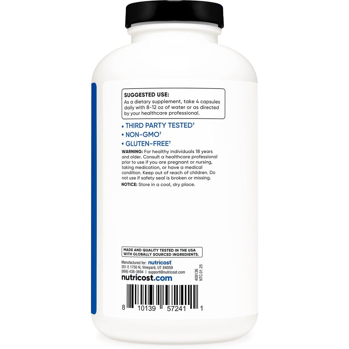 Nutricost Micronized Creatine Monohydrate 3,000Mg 500 Capsules, 125 Servings, 750Mg of Creatine Monohydrate per Capsule