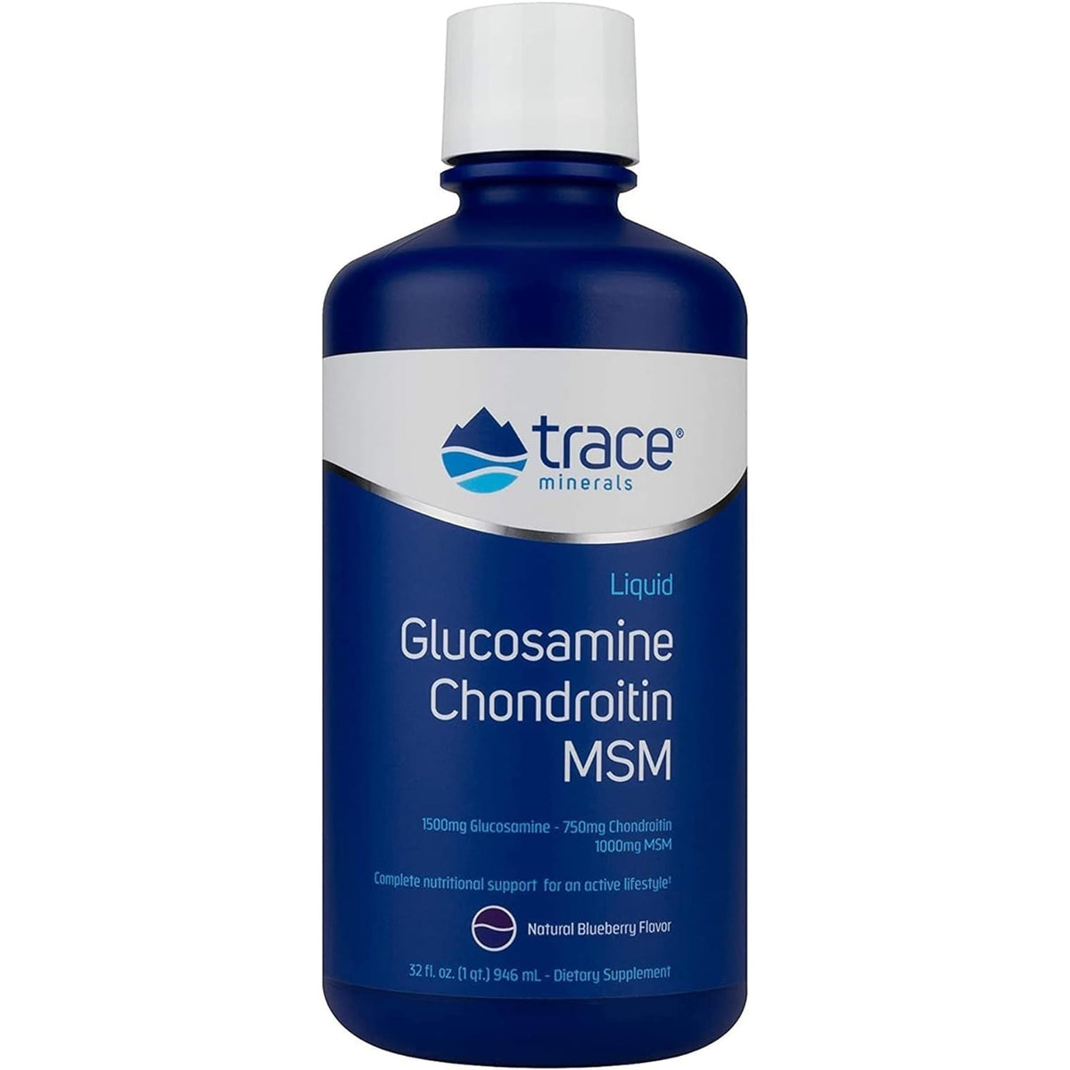 Trace Minerals | Liquid Glucosamine Chondroitin MSM | Complete Dietary Supplement for Active Lifestyle | Supports Joints, Cartilage and Mobility | Natural Blueberry Flavor | 32 Servings, 32 Fl Oz