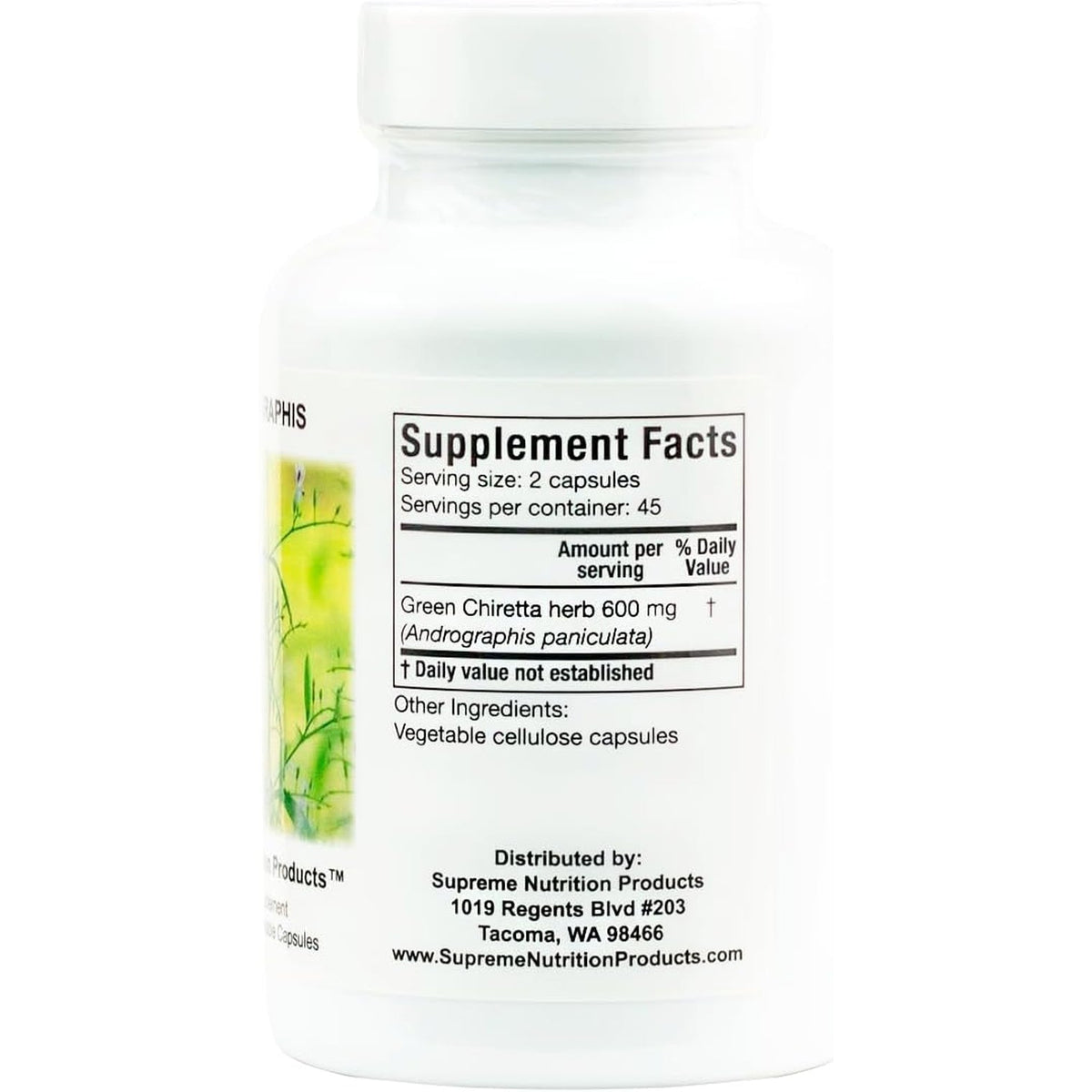 Supreme Nutrition Andrographis, 90 Pure Green Chiretta Vegetarian Capsules