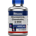 Tnvitamins Glucosamine Chondroitin MSM Capsules, 240 Count | 4,000 Mg per Serving | 2,000 Mg Glucosamine Sulfate 2Kcl + 2,000 Mg MSM & Chondroitin Blend | Joint Support Supplement