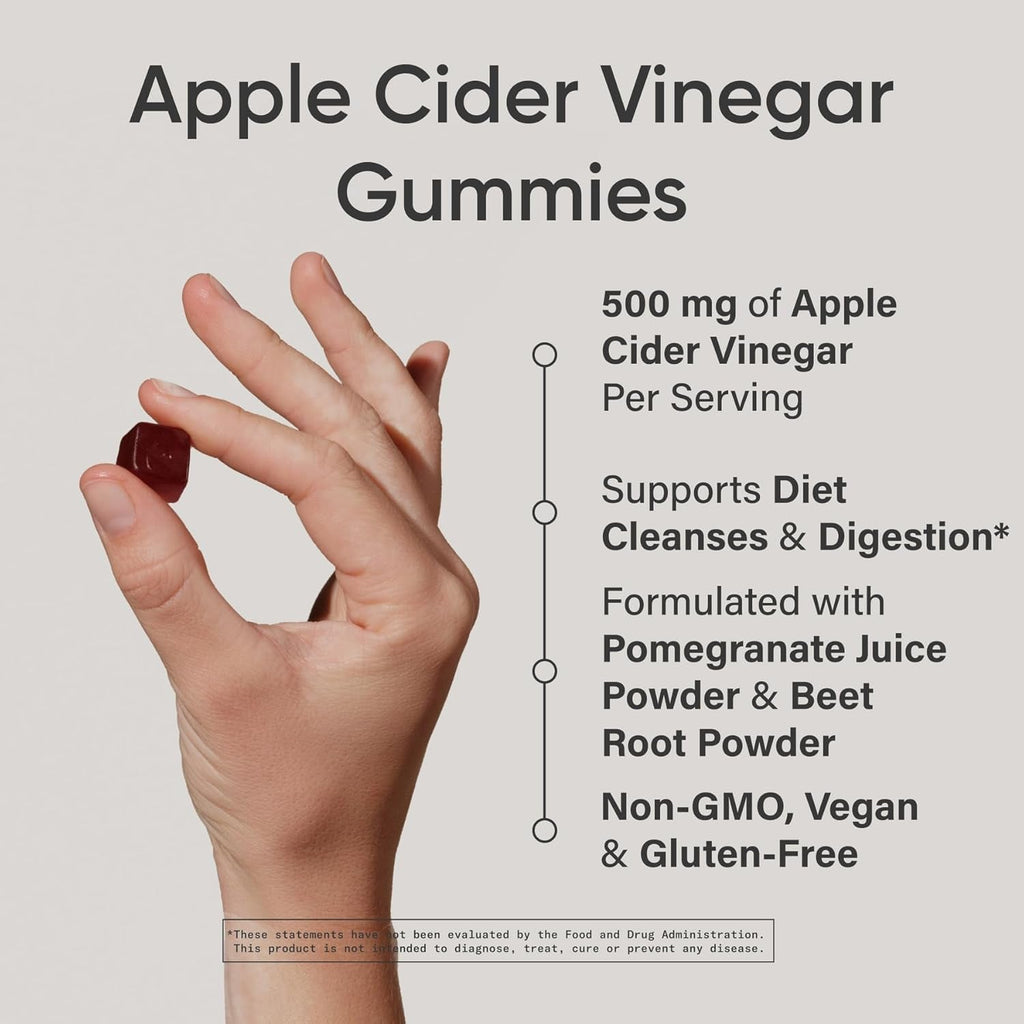 Sports Research® Organic Apple Cider Vinegar Gummies - for Diet Cleanses & Digestion | 500Mg | Non-Gmo Tested, Certified Vegan, Gluten Free ACV - 60 Gummies for Adults, 1 Month Supply