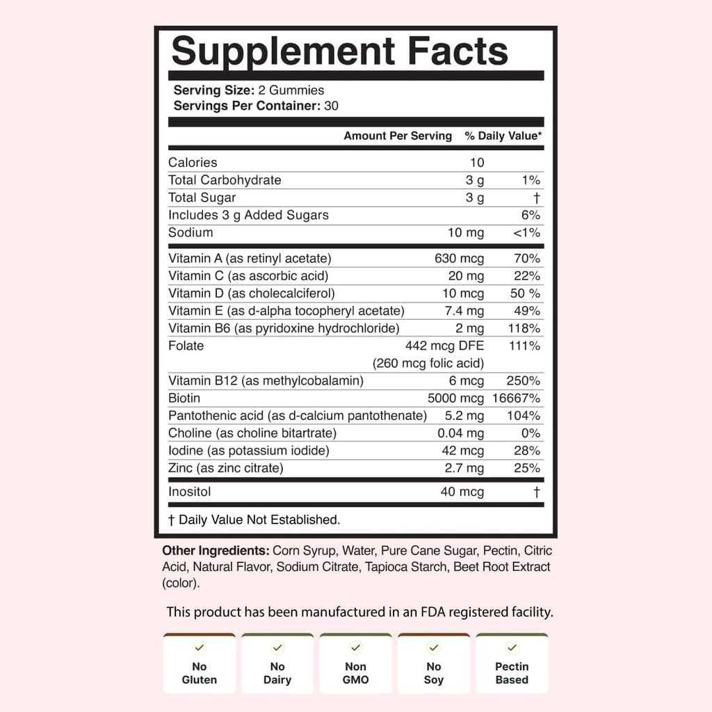NOOR HAIR Wonder Growth Gummies for Women - Natural Hair Growth Supplement with Folate, B12, Biotin, & Zinc. Supports Hair Regrowth, Thicker Hair. Reduced Shedding - 1 Month Supply