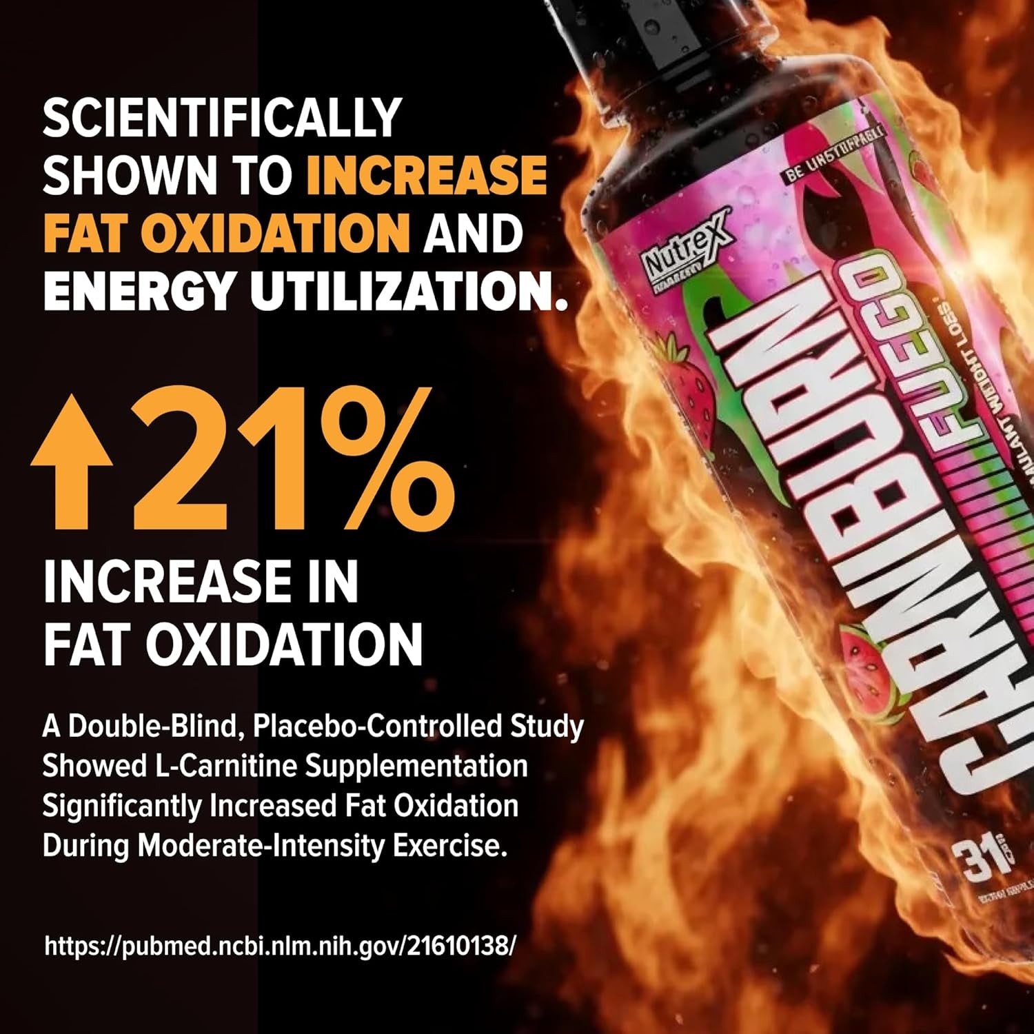 Nutrex Research Carniburn Liquid L Carnitine 3000Mg – Thermogenic Liquid Fat Burner for Men & Women with Mitoburn, Innoslim, GBBGO - Stimulant Free Metabolism Booster - Sour Gummy Worms 31 SV