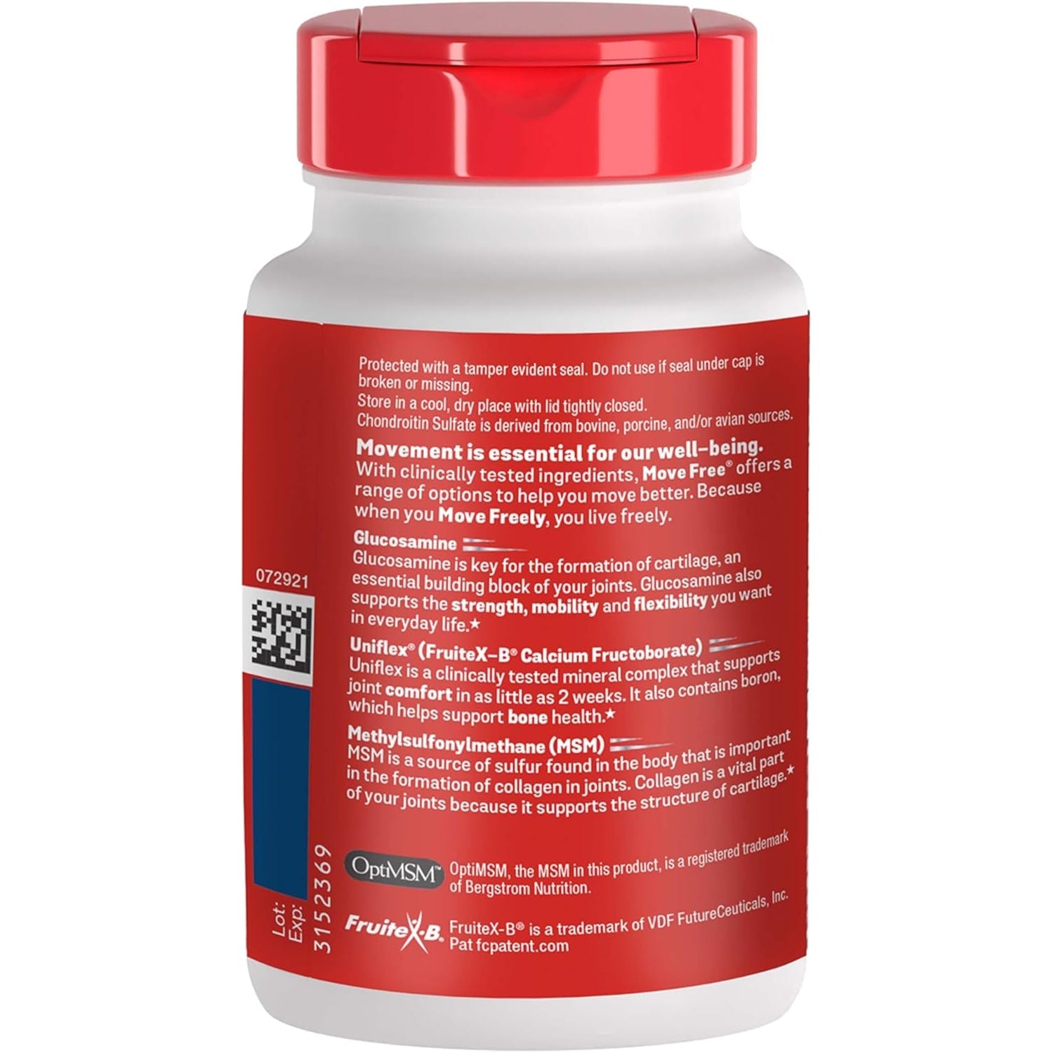 Move Free Advanced Glucosamine Chondroitin MSM Joint Support Supplement, Supports Mobility Comfort Strength Flexibility & Bone - 120 Tablets (40 Servings)*