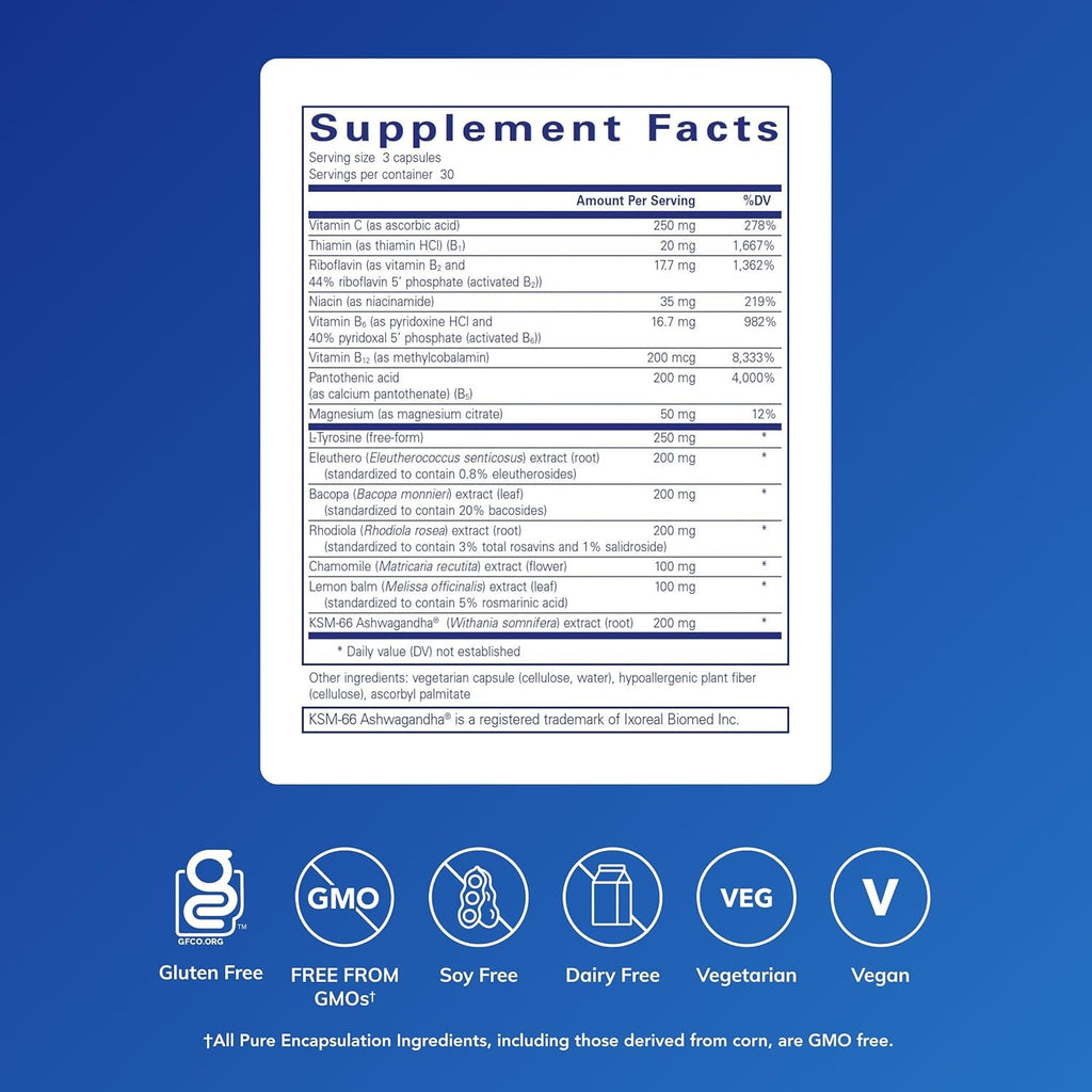Pure Encapsulations Daily Stress Formula | Promotes Relaxation and Moderates the Effects of Occasional Stress*| 90 Capsules