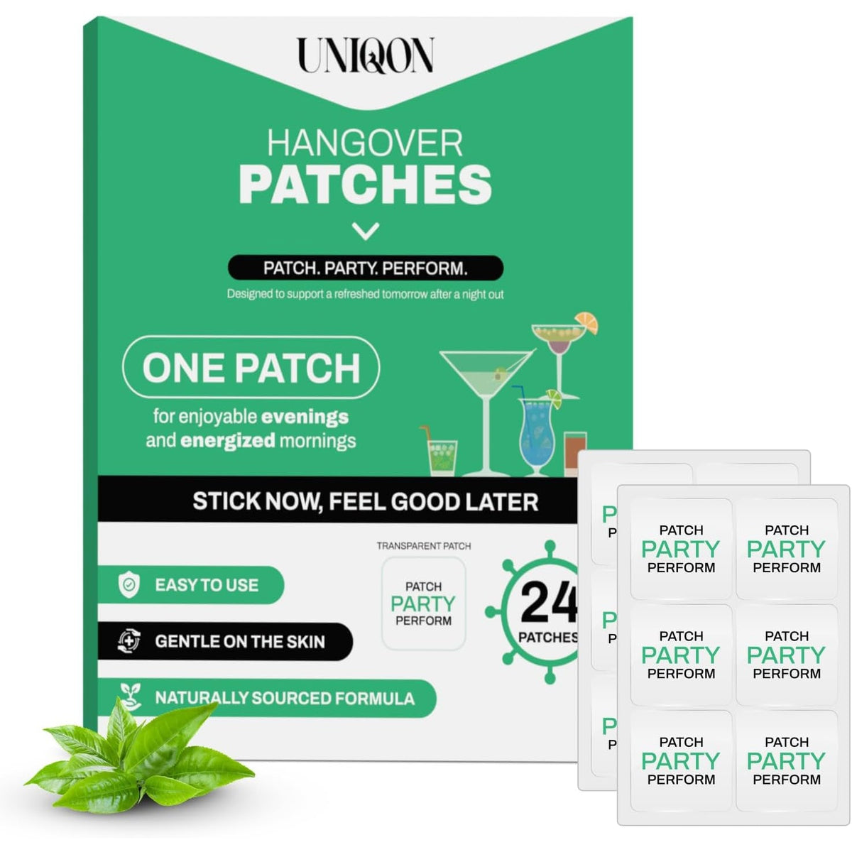 Recovery Patches 24 Pack, 100% Natural Ingredients Party Recovery Patch with Skin-Friendly & Waterproof Design, Strong Adhesive Party Patch for Secure Fit, Enhanced Morning Formula