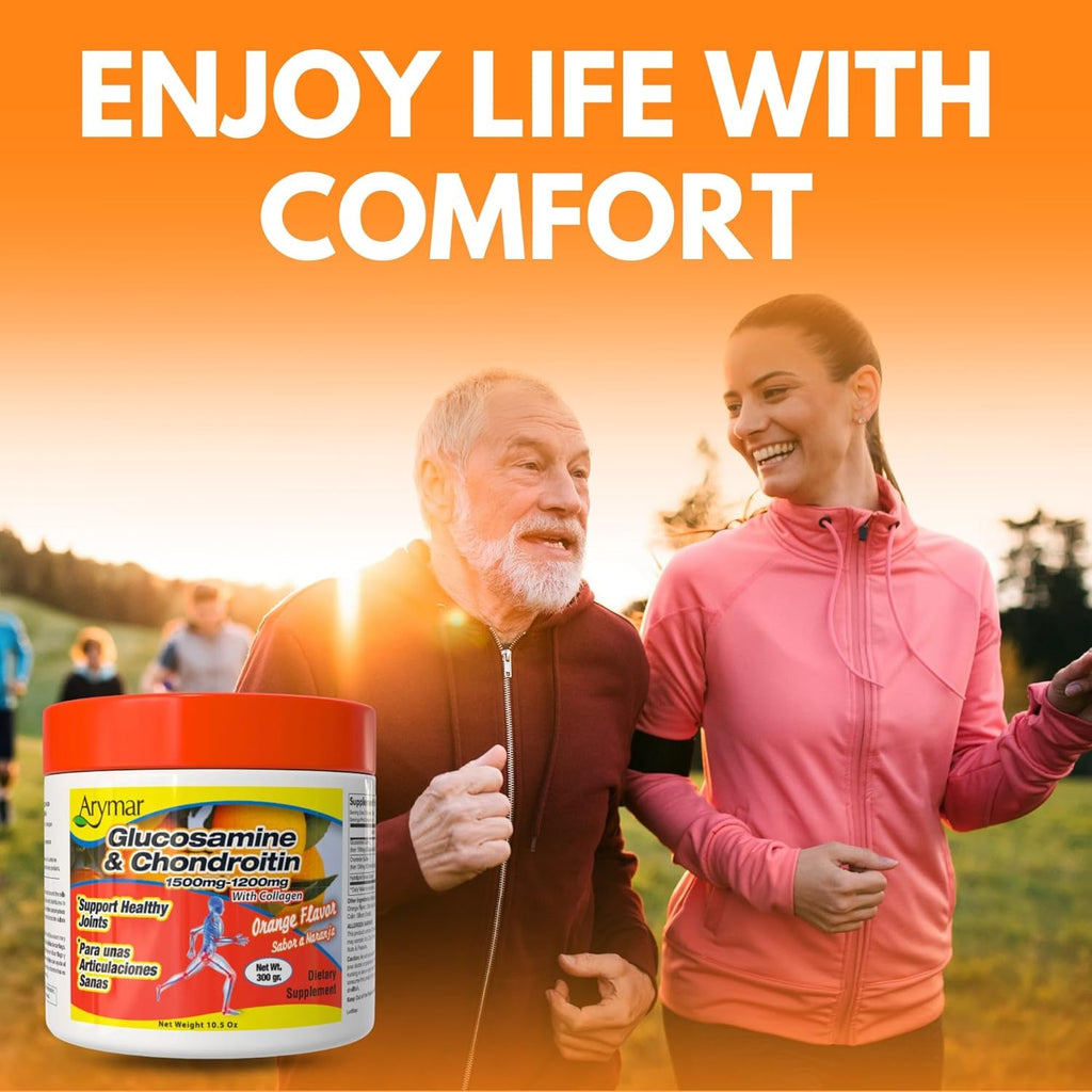 Arymar Glucosamine Chandroitin Powder (1500Mg/1200Mg) - Joint Health Support Supplement - Helps Maintain Mobility & Flexibility - High Absorption Formula - 300G (10.5 Oz)