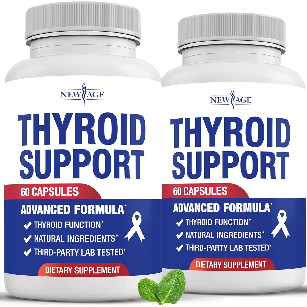 NEW AGE Thyroid Support Supplement for Women & Men with Iodine, B12, Zinc, Selenium, Ashwagandha, Bladderwrack, Turmeric, Schisandra - Non-Gmo - 120 Count