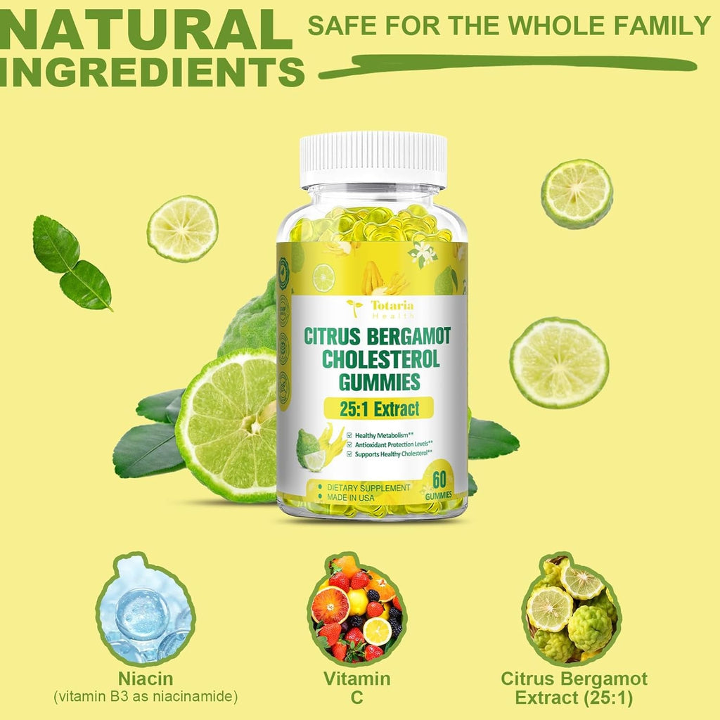 Sugar Free Citrus Bergamot Gummies - All Natural Supplements 25:1 Extract from Italian Bergamot Supplement for Healthy Anti-Aging Sugar-Free Vegan