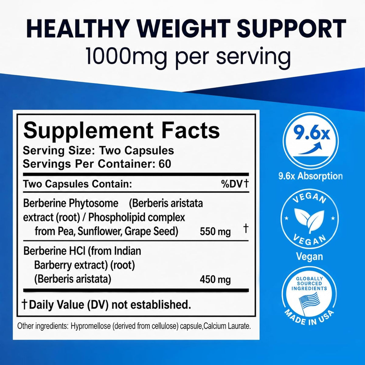 Ultimate Berberine Phytosome for Optimal Metabolic Health after 40, 9.6X Absorption Dual Action Formula for Appetite & Gut Health, Immunity & Cholesterol Support, Clinical Dose & Third Party Tested