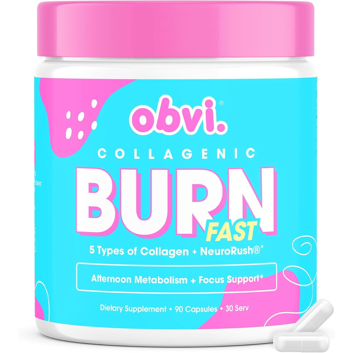Obvi Multi Collagen Burn Fast | Hydrolyzed Collagen Peptides Types I, II, III, V, X | Keto & Gluten Free | 30 Servings