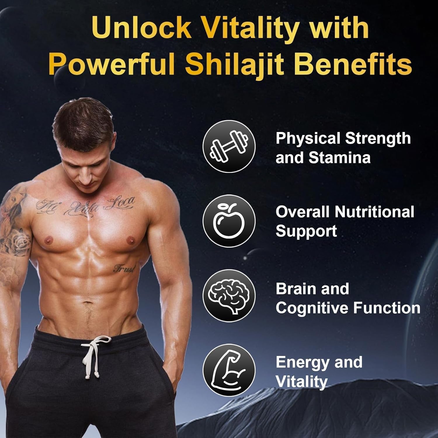 Vitacore Himalayan Shilajit Gummies for Men & Women, 85+ Trace Minerals & Fulvic Acid, Gluten-Free, 60 Gummies
