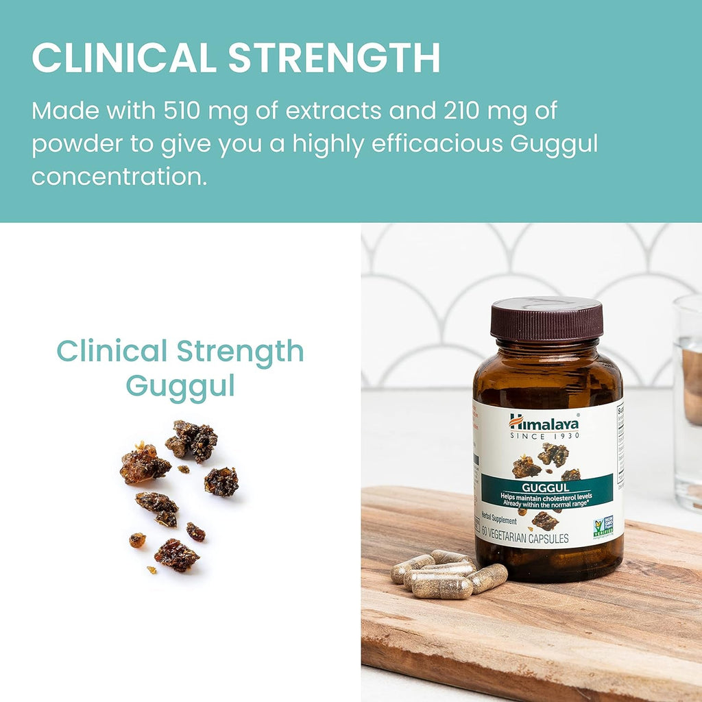 Himalaya Guggul - Herbal Liver Support for Liver Detox, Cholesterol, HDL & LDL Support - Vegan, Non-Gmo, Gluten Free, 720 Mg, 60 Capsules