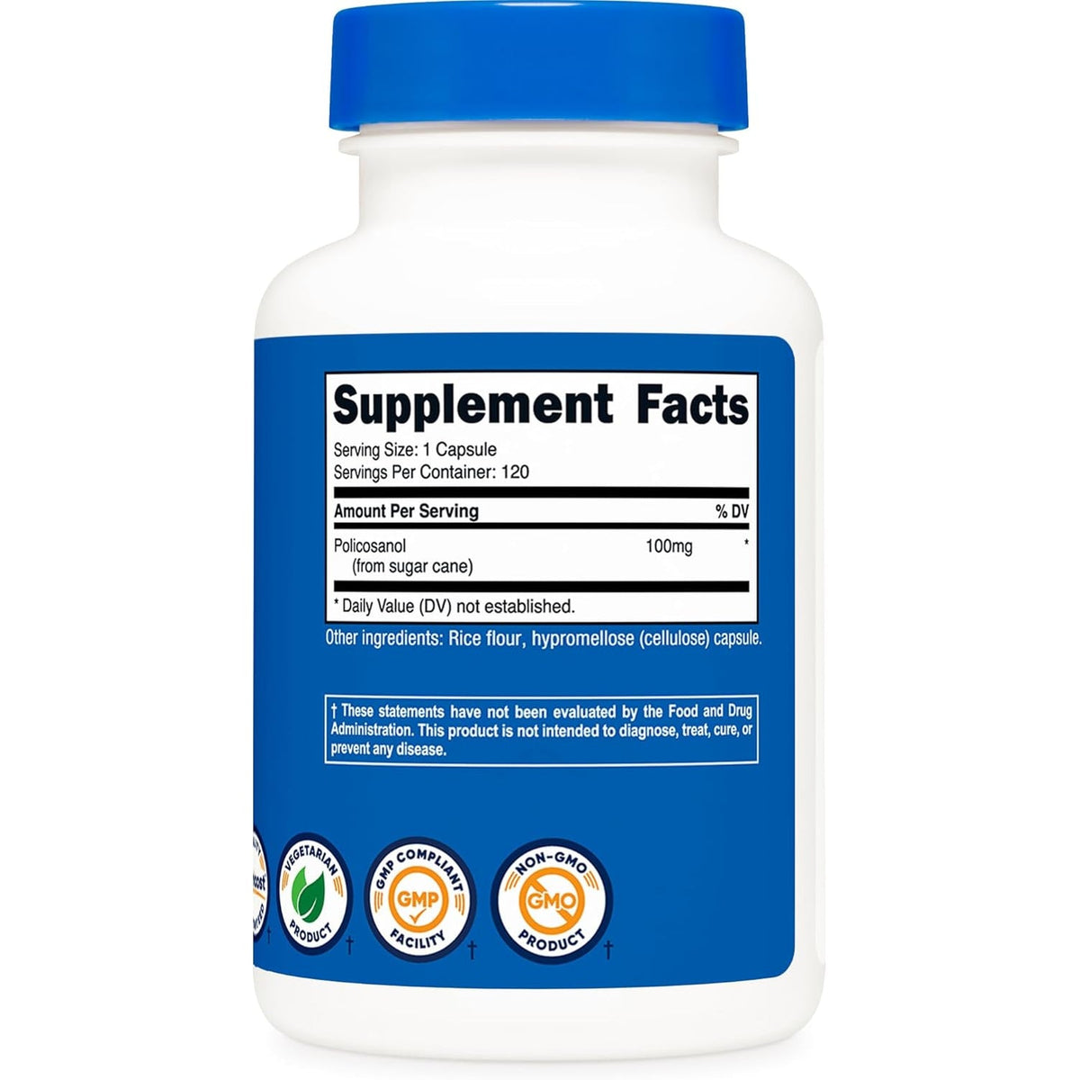 Nutricost Policosanol 100Mg, 120 Capsules - Gluten Free, Non-Gmo, and Vegetarian Friendly