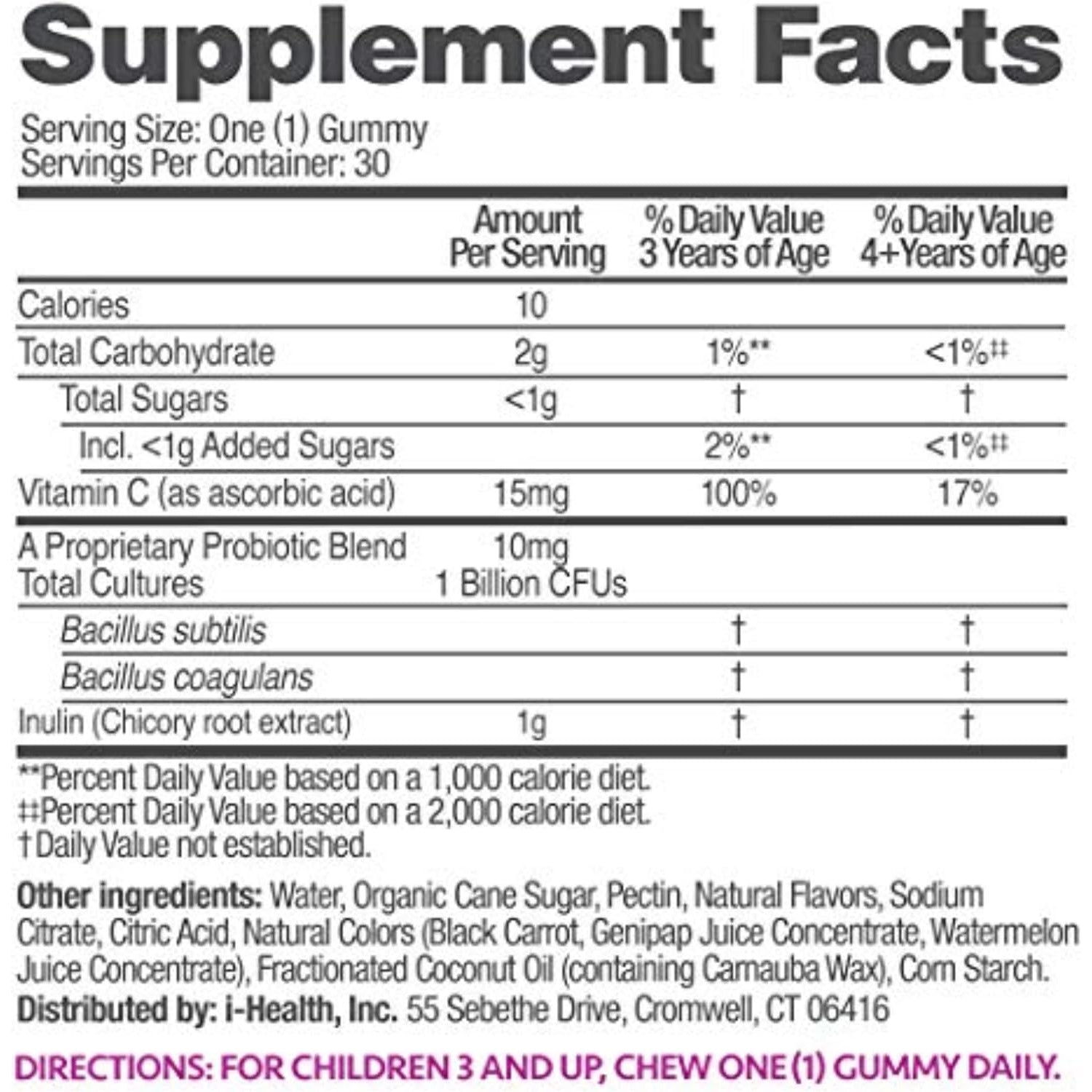 Up4 Kids Probiotic Gummies, Digestive and Immune Support with Prebiotics and Vitamin C, Gelatin Free, Gluten Free and Non-Gmo, for Ages 3+, 30 Count