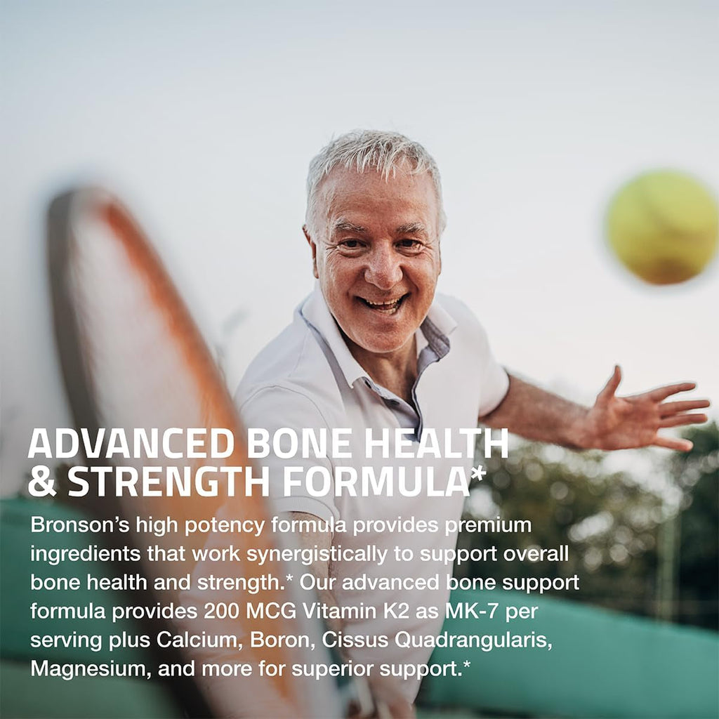 Bronson Bone Health & Strength Complex* High Potency Formula 200 MCG of Vitamin K2 as MK7, plus Calcium, Boron, Cissus Quadrangularis, Magnesium, Vitamin D3, and More - Non-Gmo, 60 Tablets