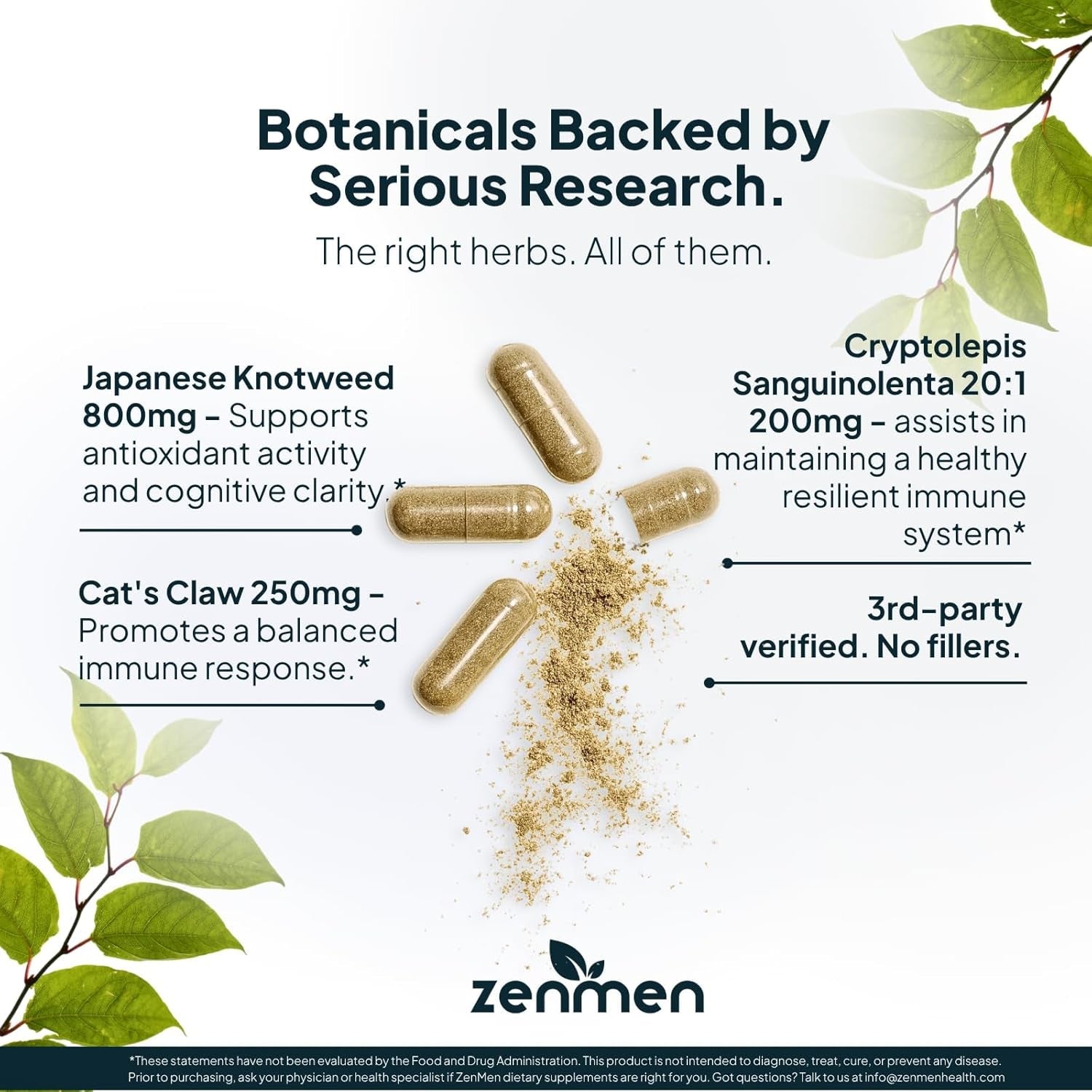 Zenmen Tick Immune Support Supplement - Improved Formula - Japanese Knotweed, Cat'S Claw, Chinese Skullcap, Cryptolepis Sanguinolenta, Sweet Wormwood - 90 Vegan Capsules, Made in the USA