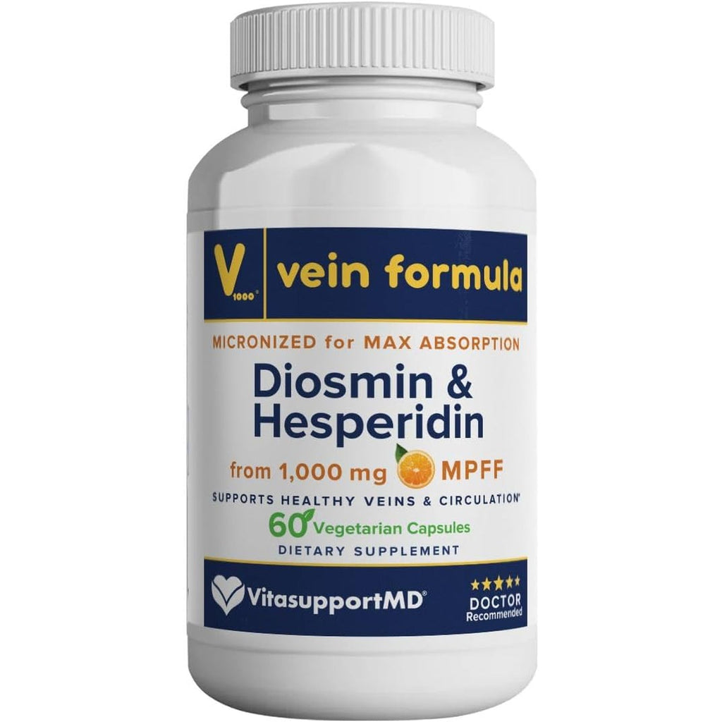 Vein Formula Diosmin Hesperidin 1000Mg, Micronized Bioflavonoids Blend for Blood Circulation, Vein Support MPFF Supplement for Circulation in Legs and Feet, and Healthy Blood Flow Support, 60 Capsules