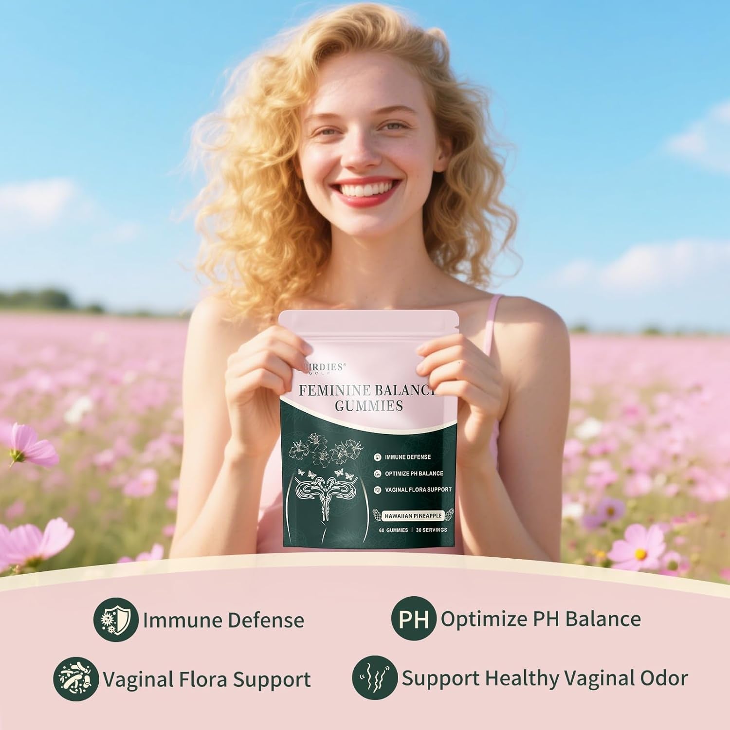 Premium Feminine Balance Gummies for Women'S Health, Hawaiian Pineapple Gummies for Women Vaginal Probiotic & Ph Balance Support - Vegan - Healthy Odor - Gluten-Free - 60 Count