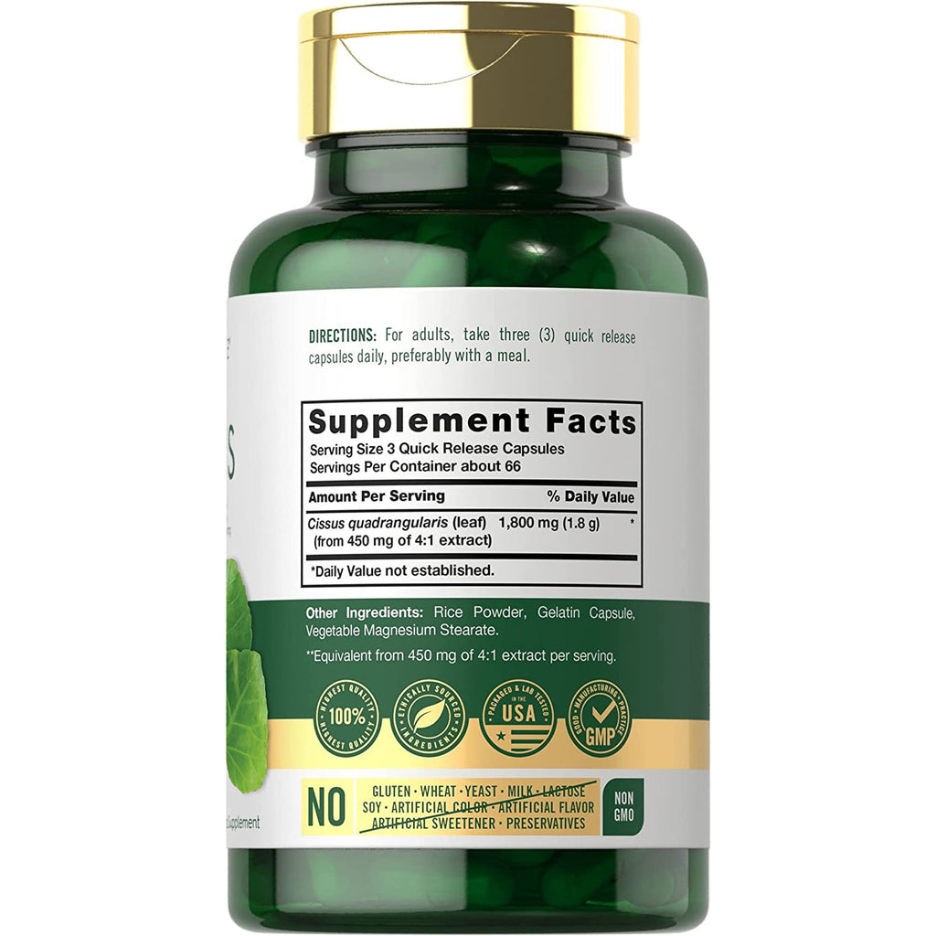 Carlyle Cissus Quadrangularis | 200 Capsules | Traditional Herb Extract Supplement | Non-Gmo and Gluten Free Formula