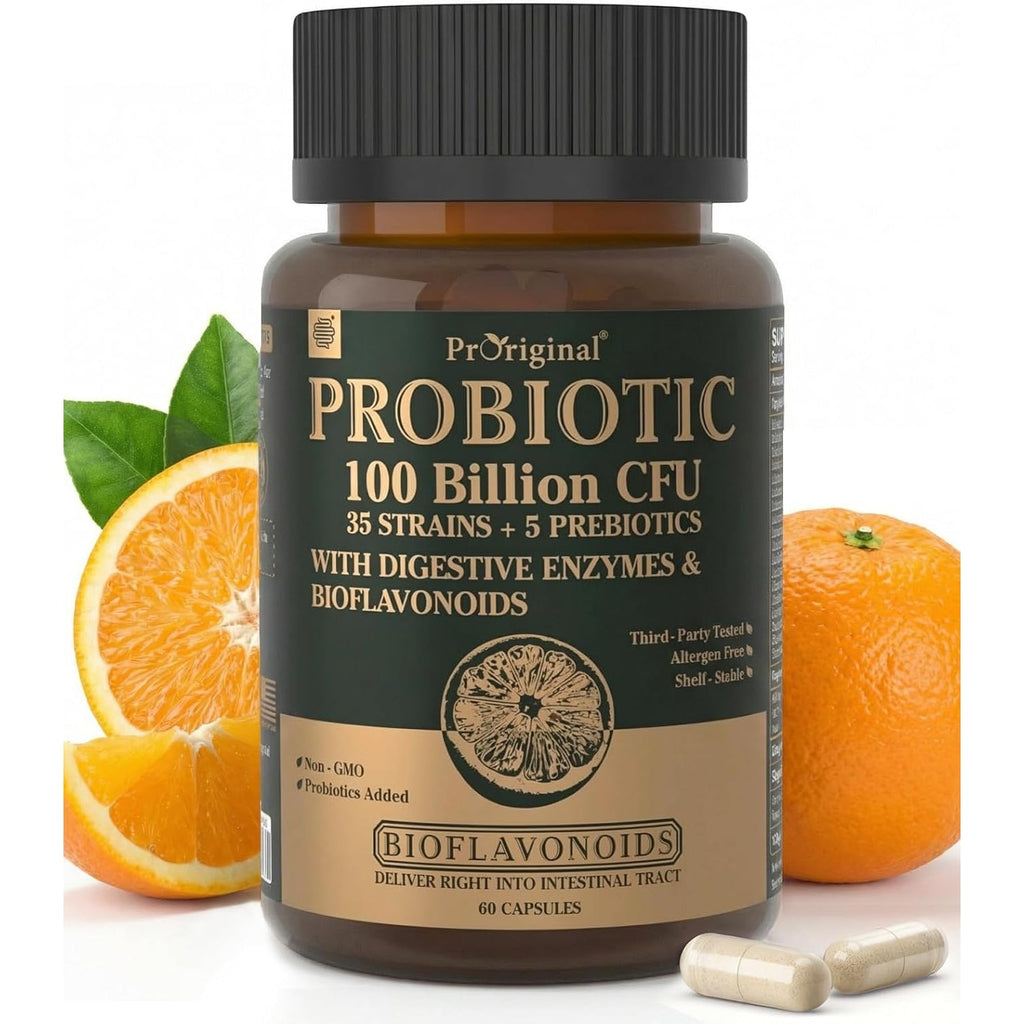 Probiotics with Prebiotics for Men and Women - 35 Strains Probiotics 100 Billion CFU for Gut & Digestive Health, Vegan Acidophilus Probiotic Supplement, Non-Gmo Raw Probiotic 60 Capsules