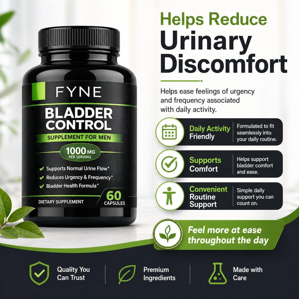 FYNE Bladder Control Support - 1000 Mg per Serving, for Daily Comfort and Support of Urinary Tract Health, 60 Capsules