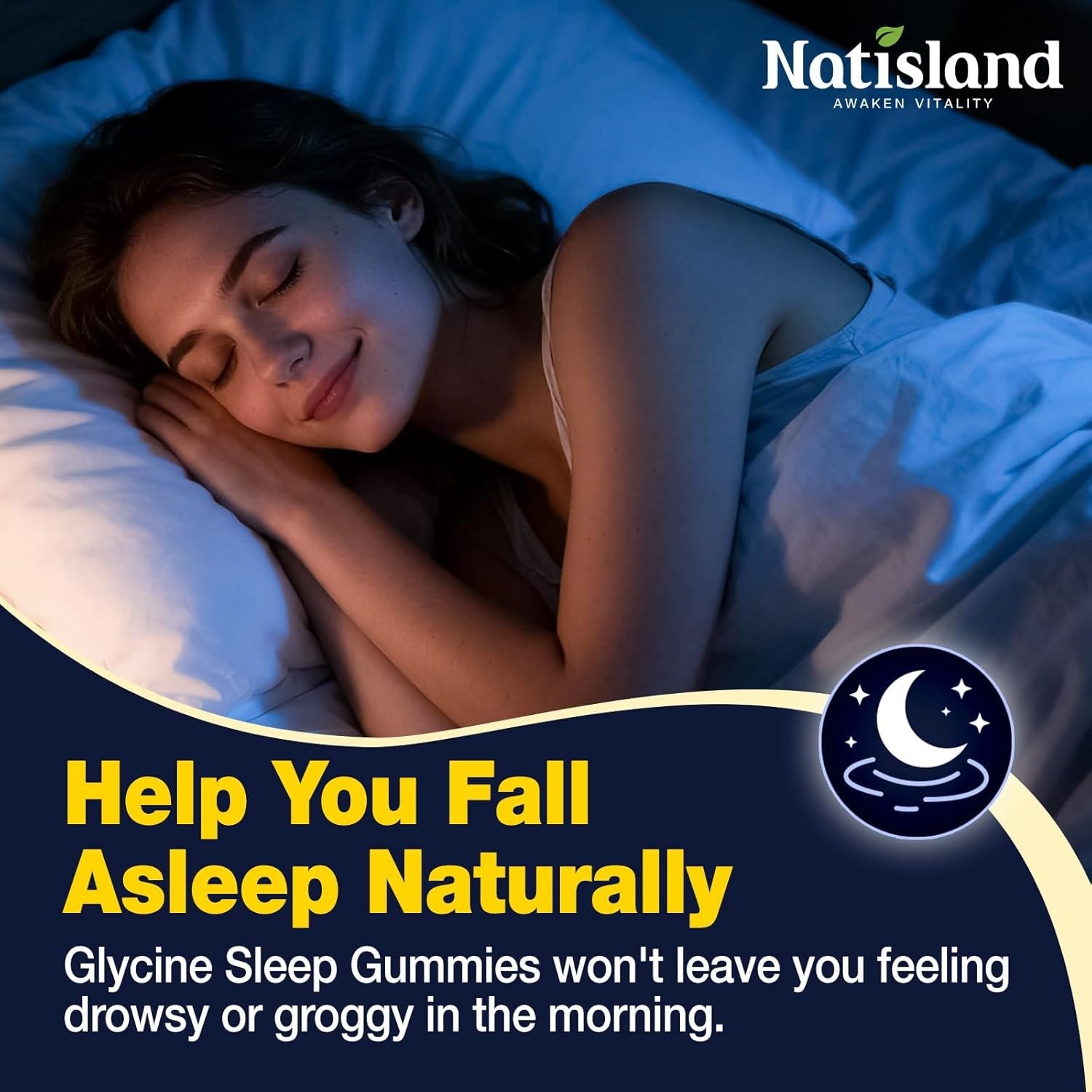 Glycine Gummies for Sleep, Glycine 3G Supplements with NAC, Magnesium Glycinate, L-Theanine, GABA, L Tryptophan, B6 for Relax, Nerve & Brain, Melatonin Free, Sugar Free, Vegan, Blueberry Flavor, 60 Ct
